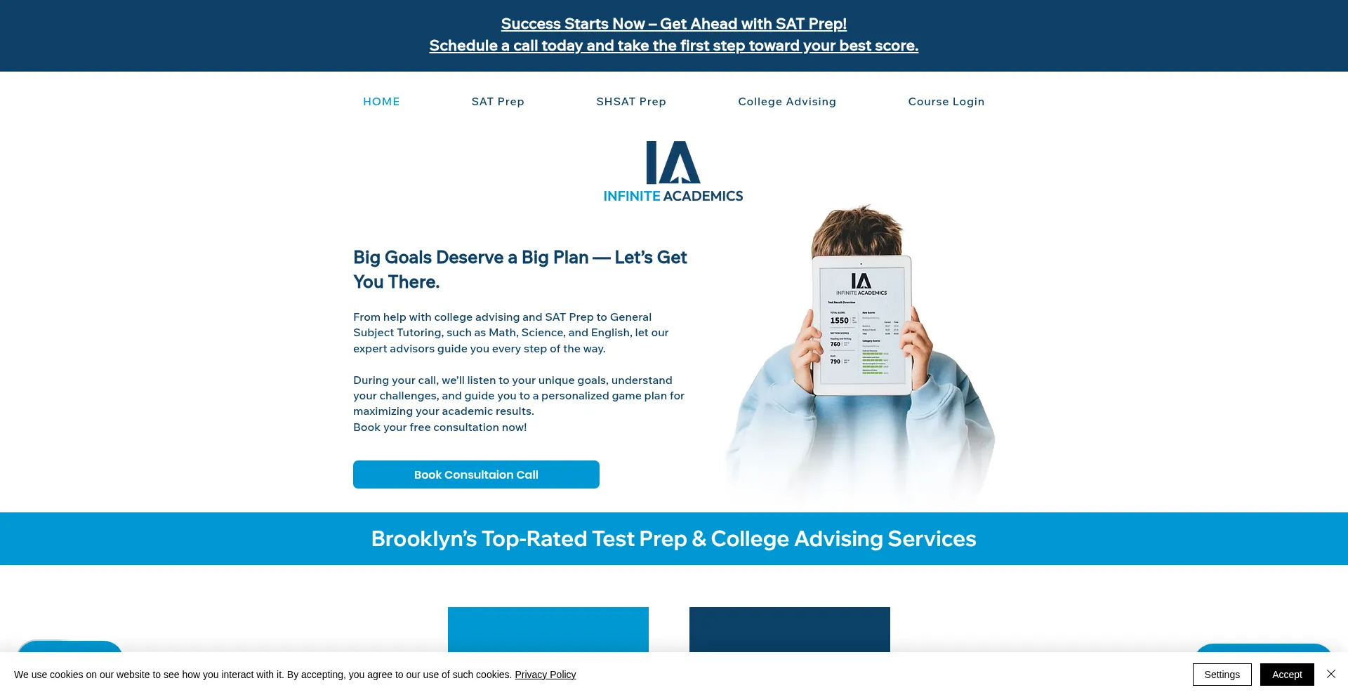 Website screenshot of Infiniteacademics.com