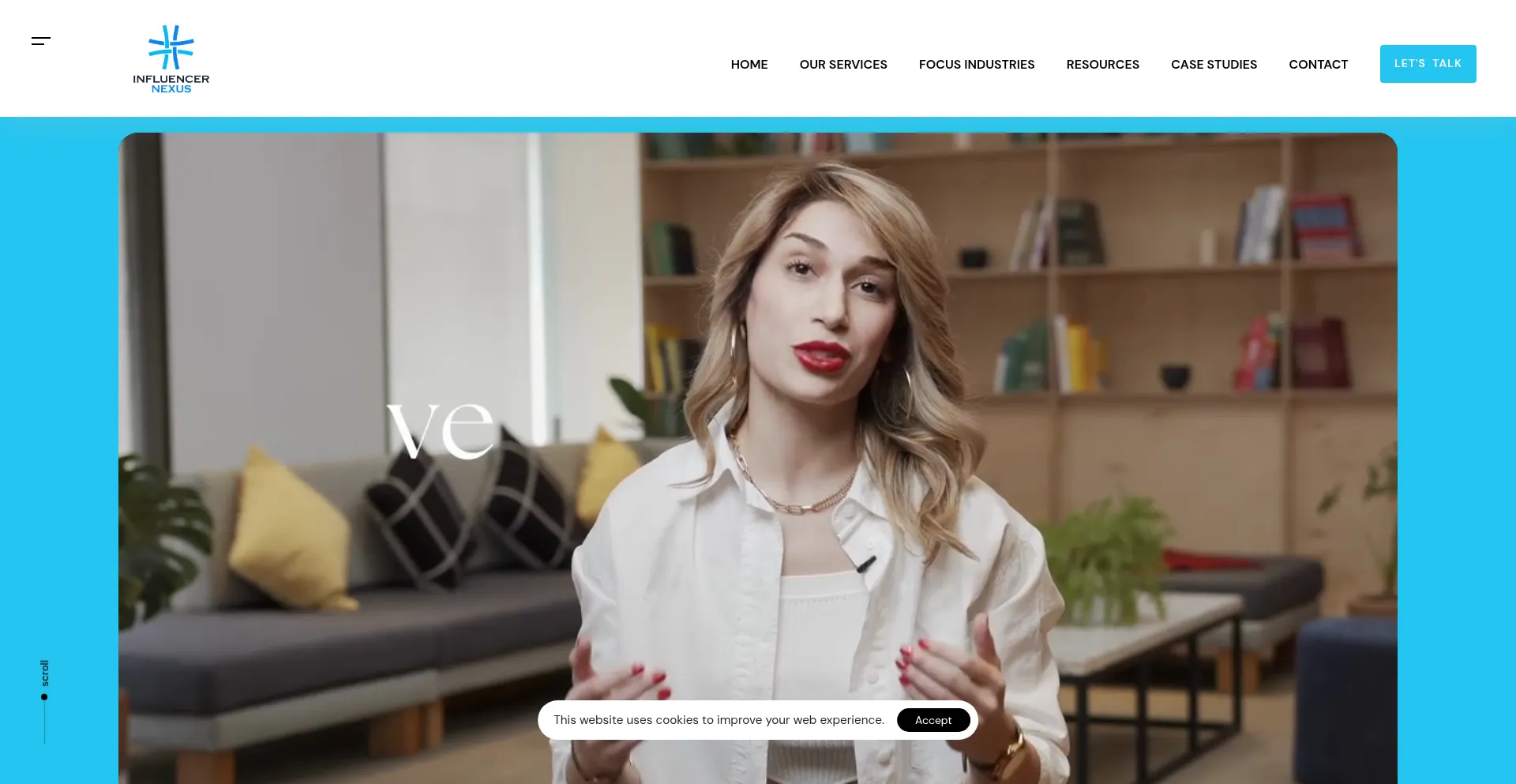 Website screenshot of Influencernexus.com