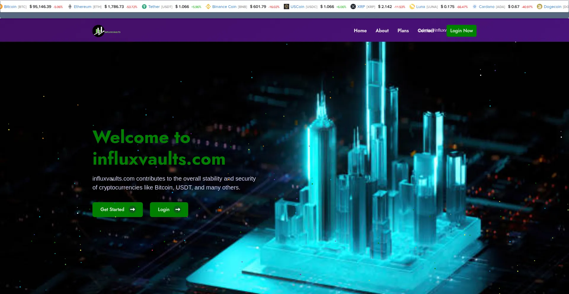 Website screenshot of Influxvaults.com