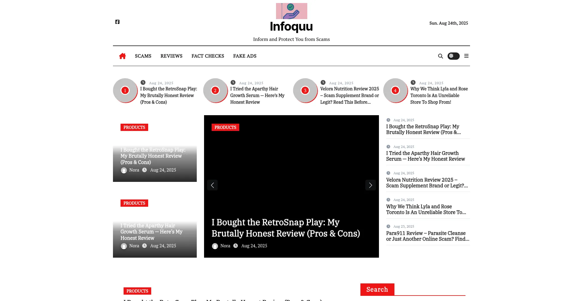 Website screenshot of Infoquu.com