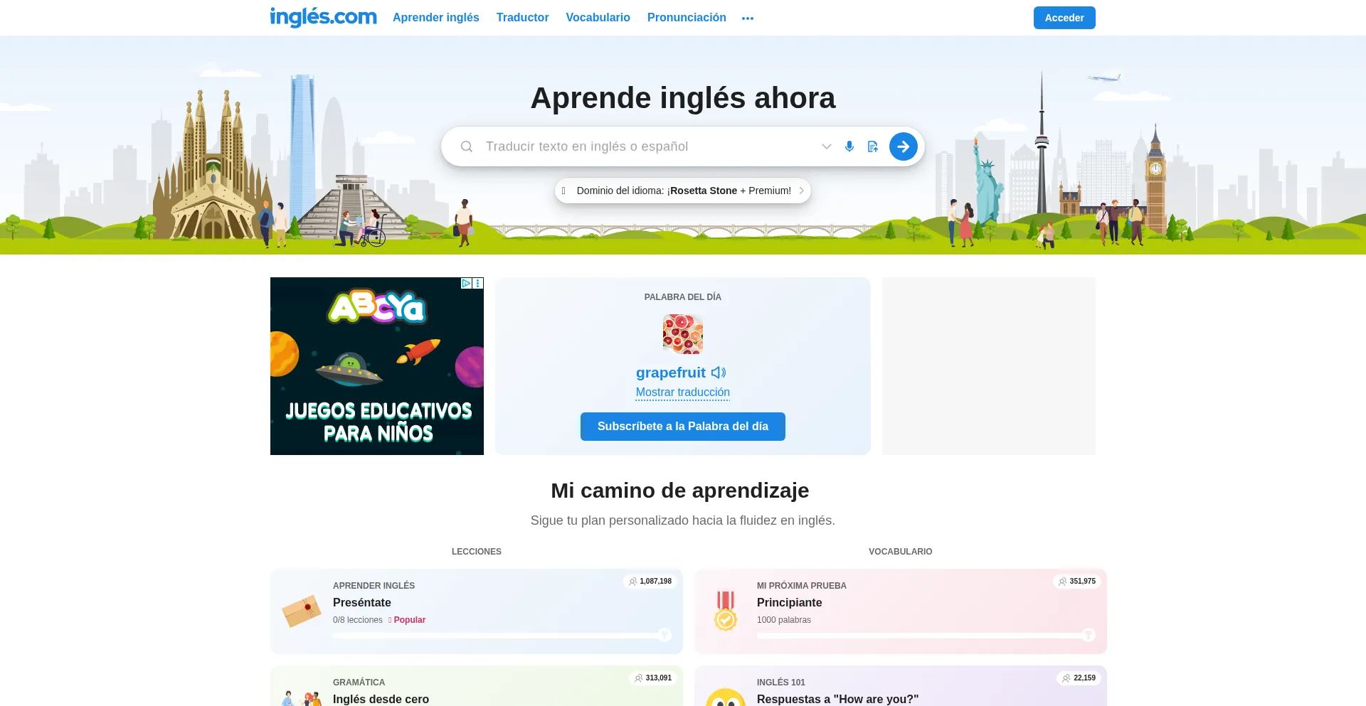 Website screenshot of Ingles.com