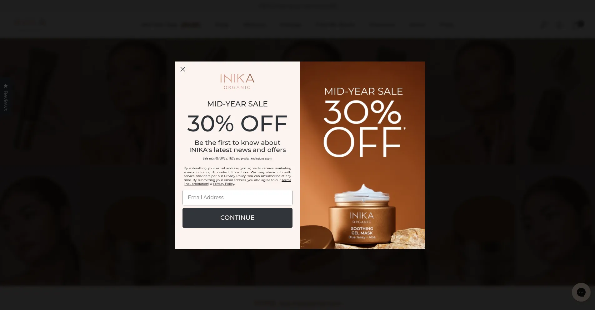 Website screenshot of Inikaorganic.com