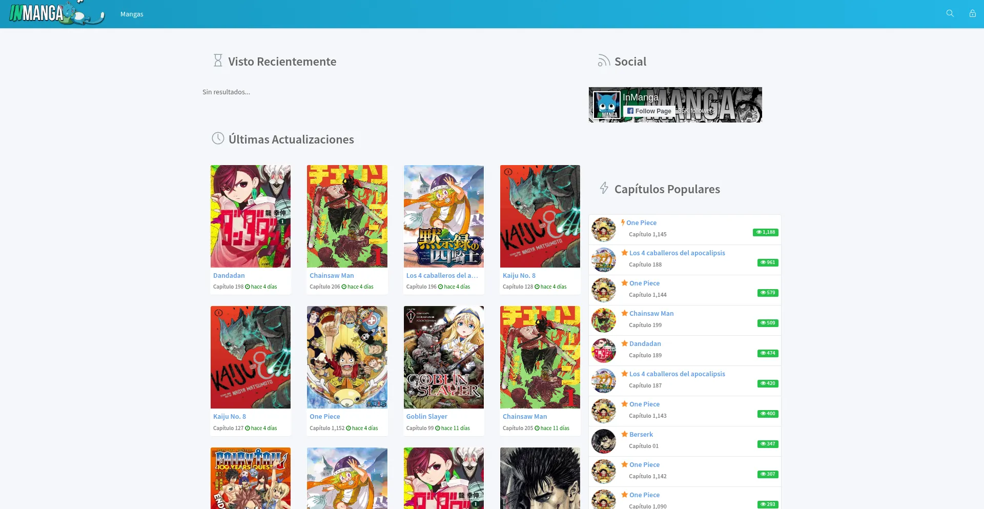 Website screenshot of Inmanga.com
