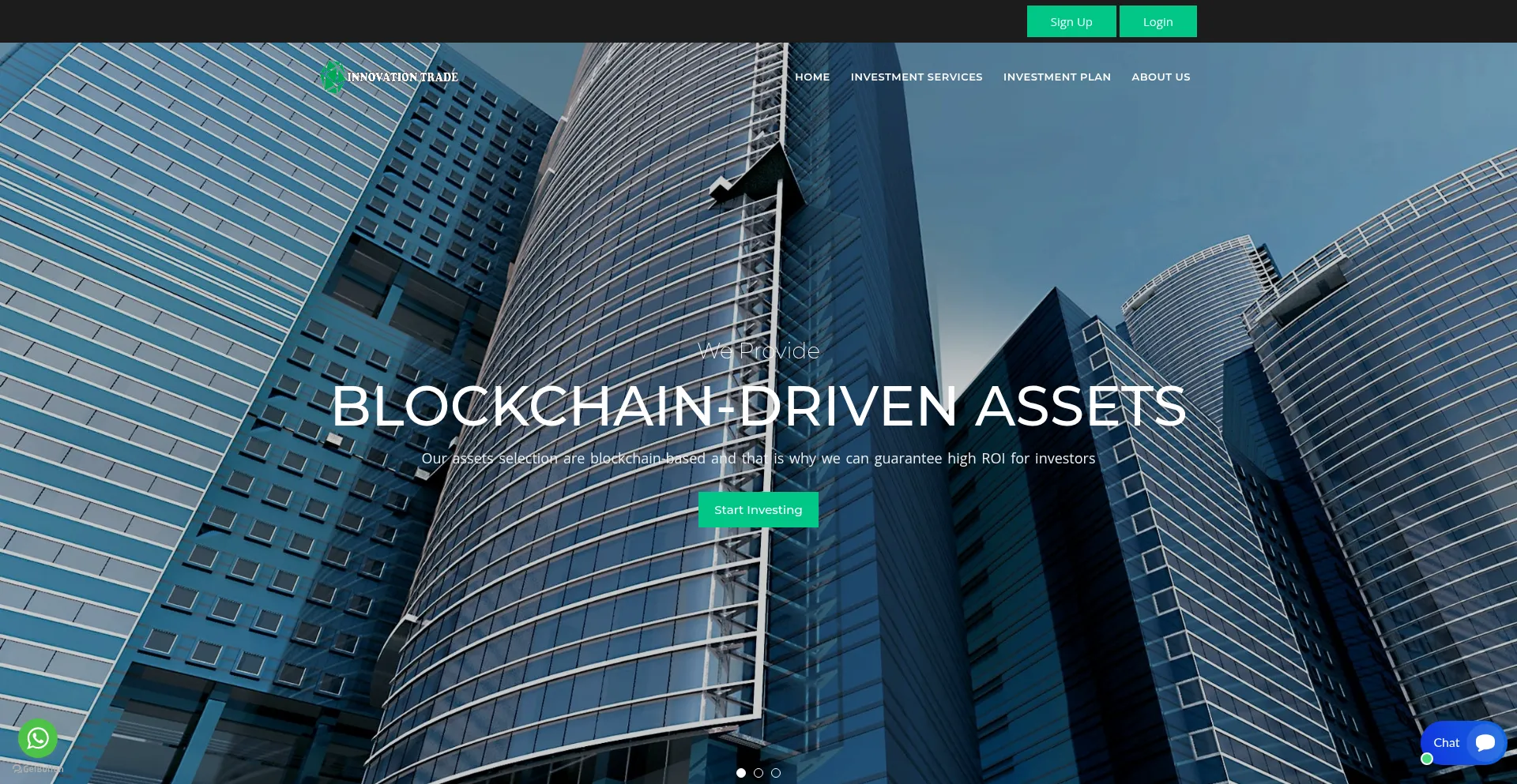 Website screenshot of Innovation-trade.uk