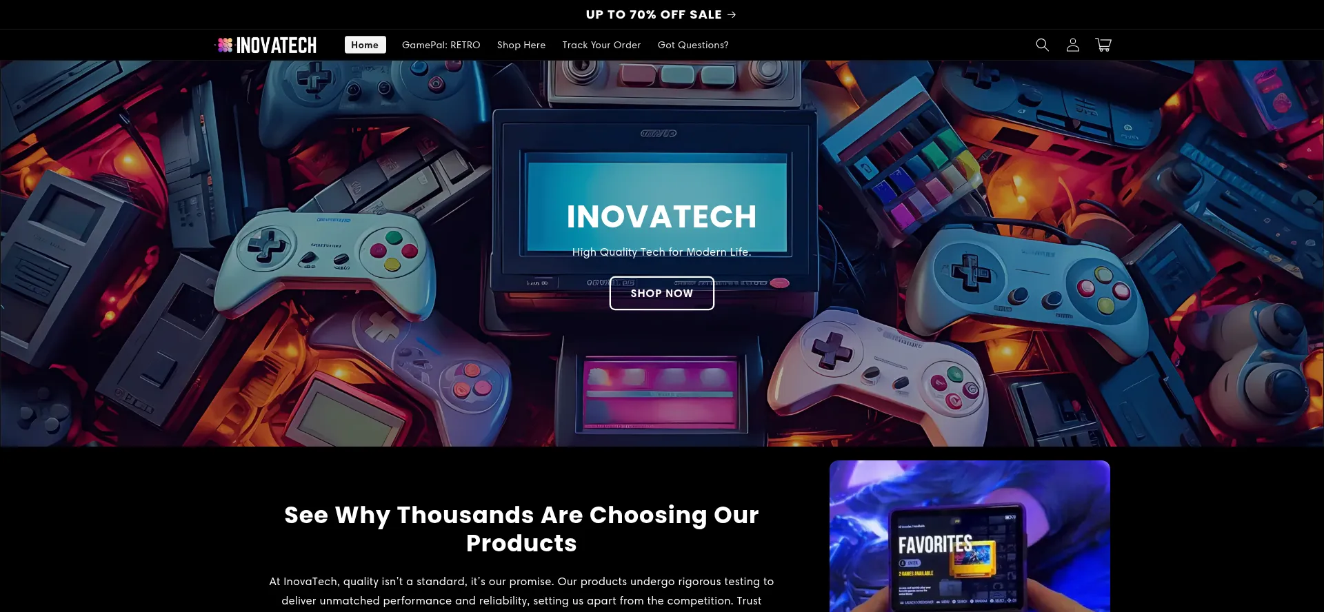 Website screenshot of Inovatech.sale