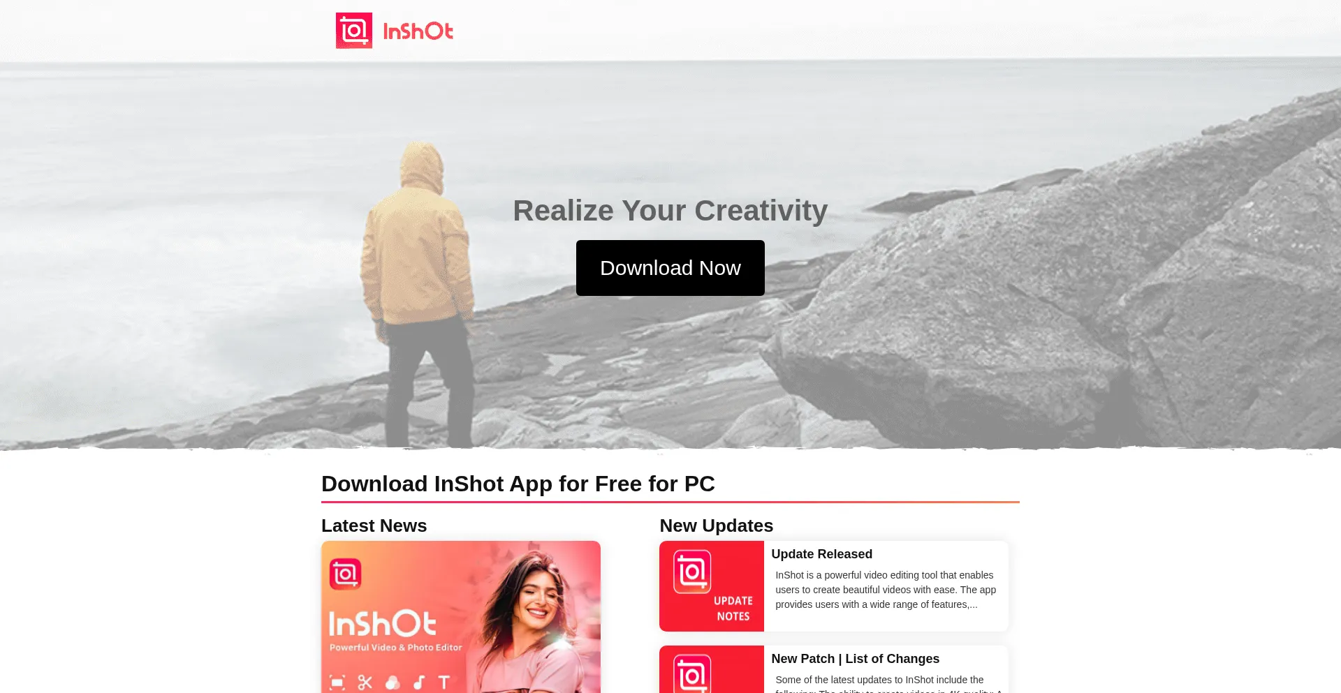 Website screenshot of Inshot-app.net