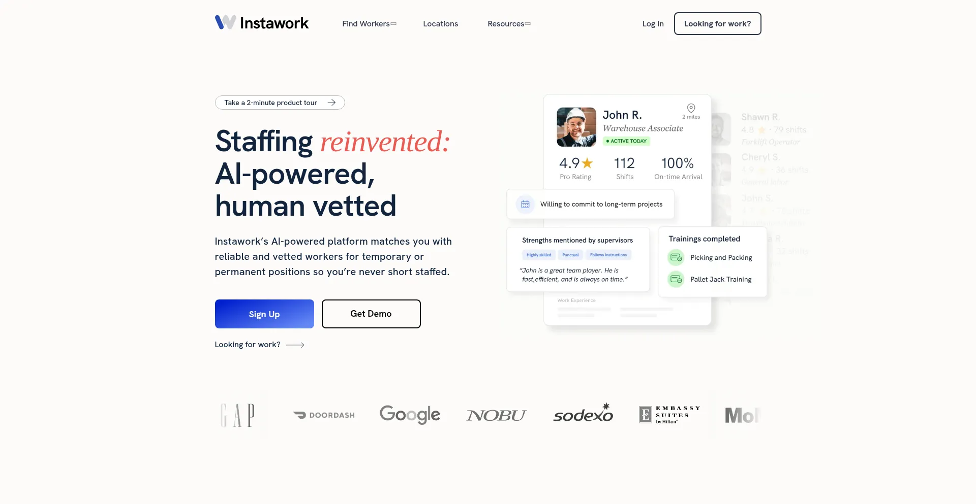 Instawork.com Screenshot