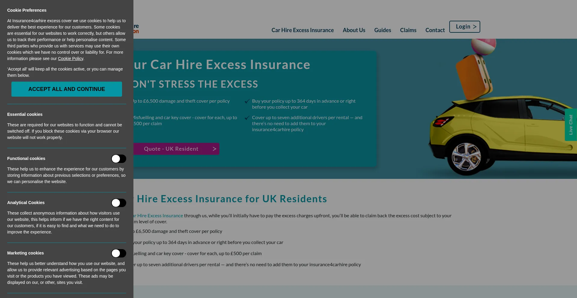 Insurance4carhire.com Screenshot