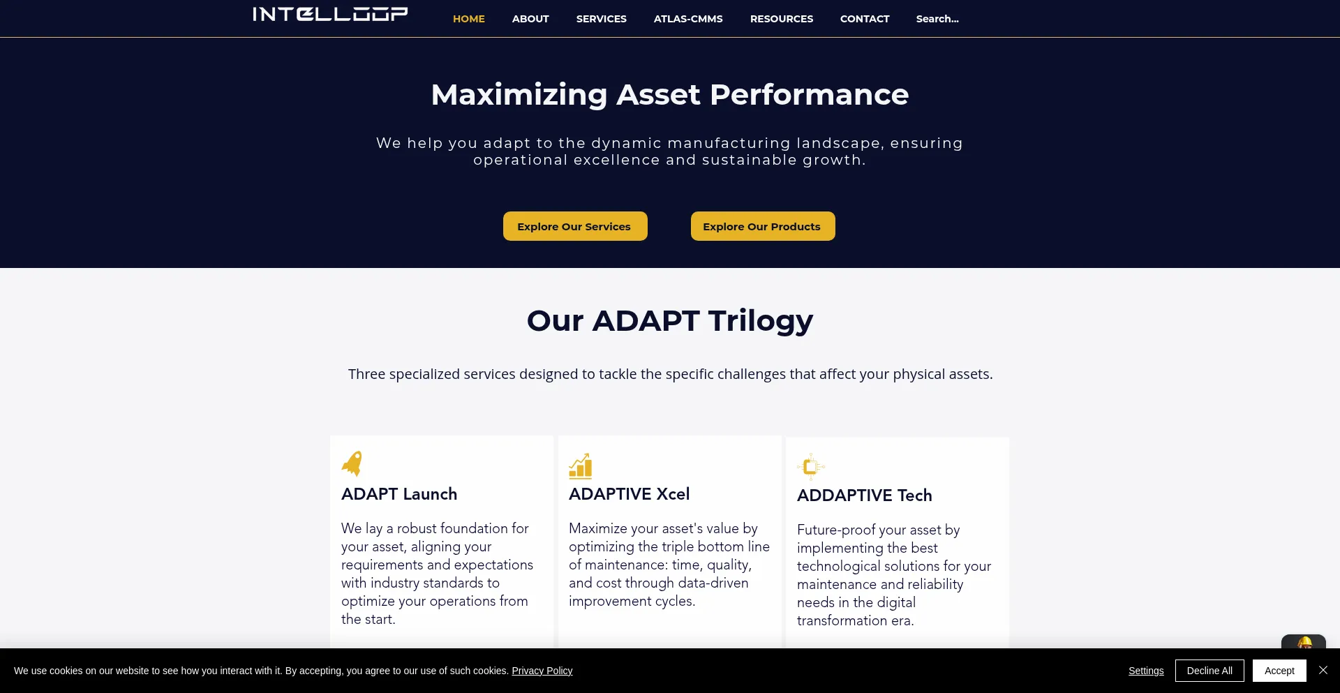 Website screenshot of Intel-loop.com