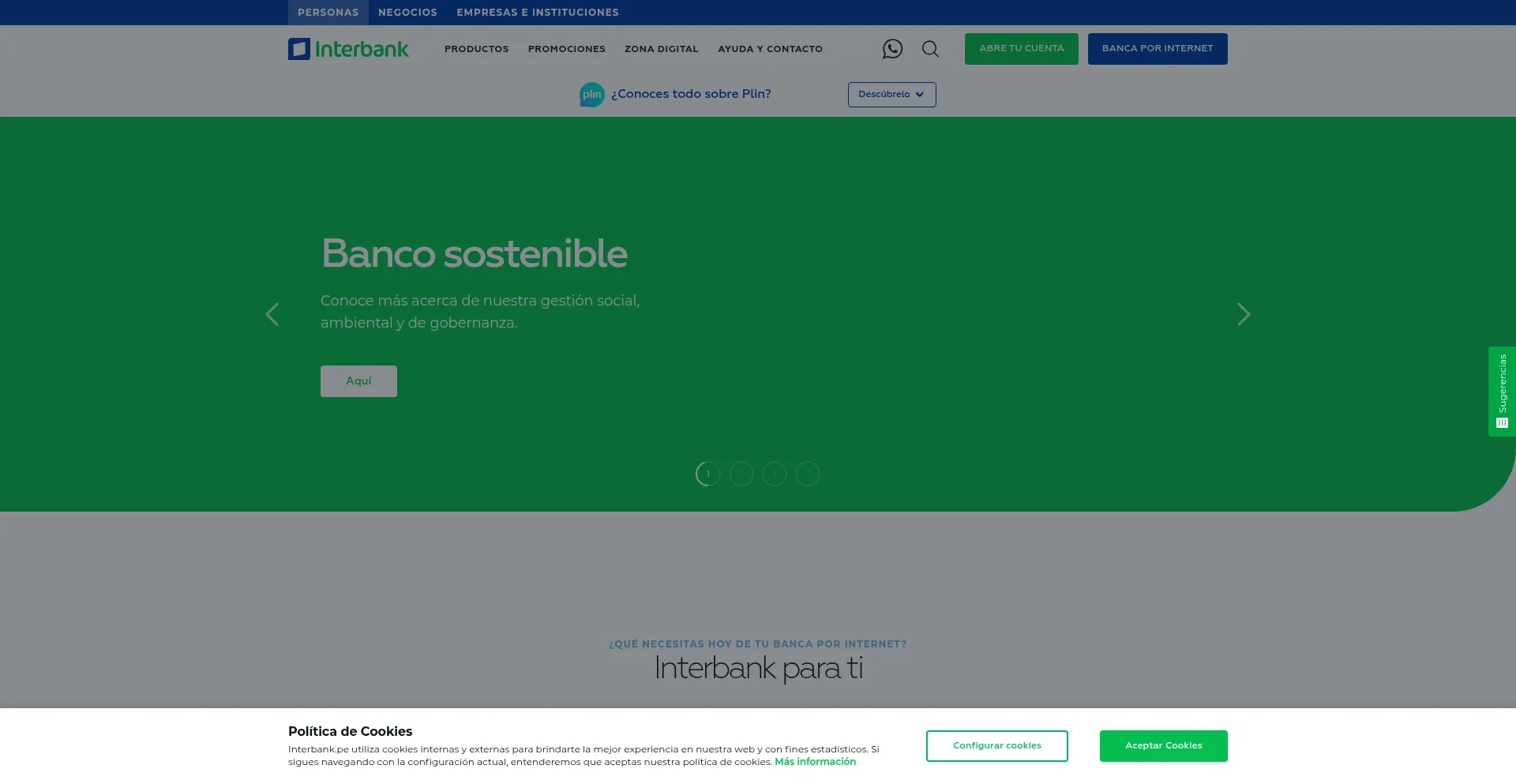 Website screenshot of Interbank.pe
