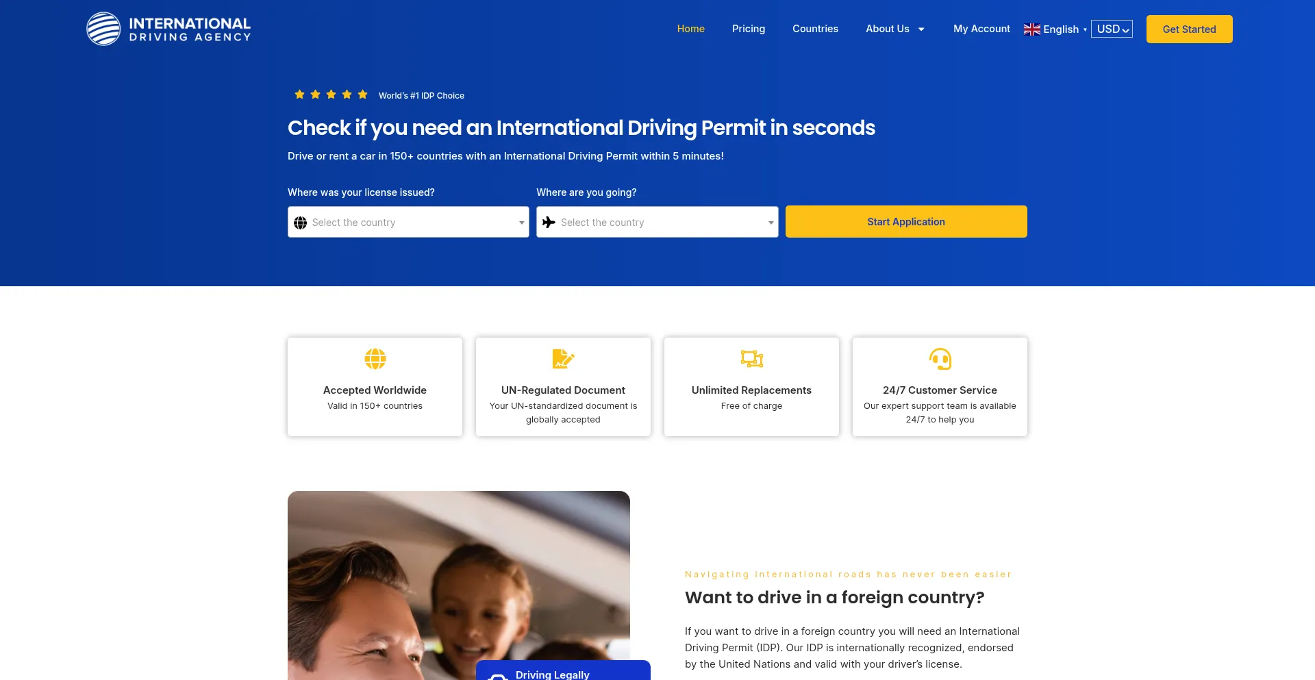 Website screenshot of Internationaldrivingagency.com