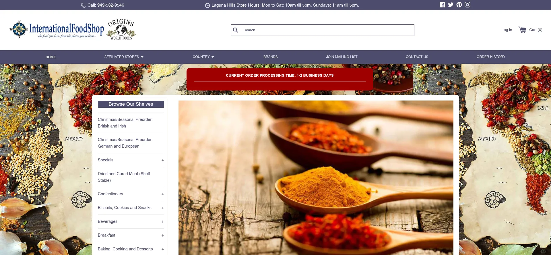 Website screenshot of Internationalfoodshop.com