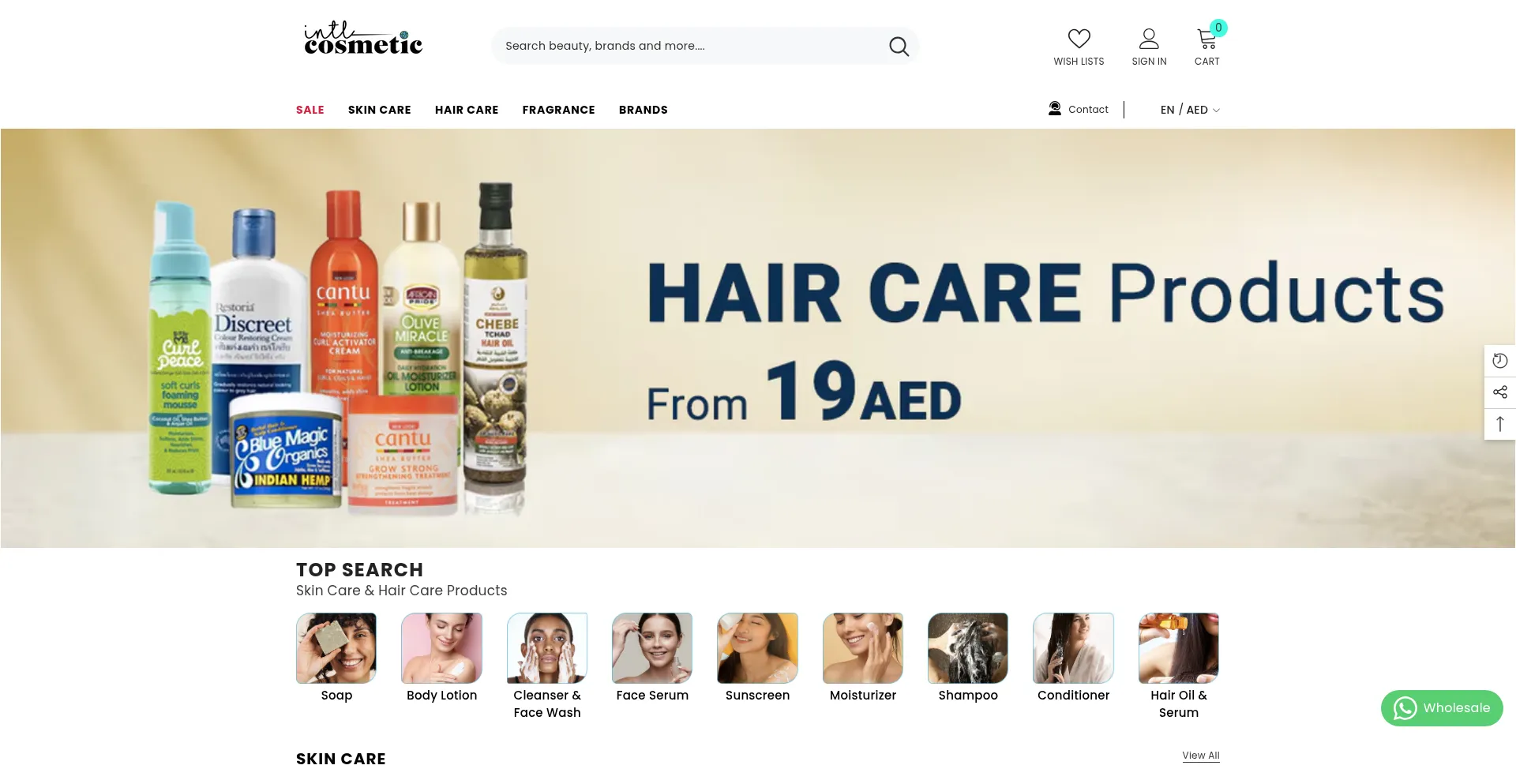 Website screenshot of Intlcosmetic.com