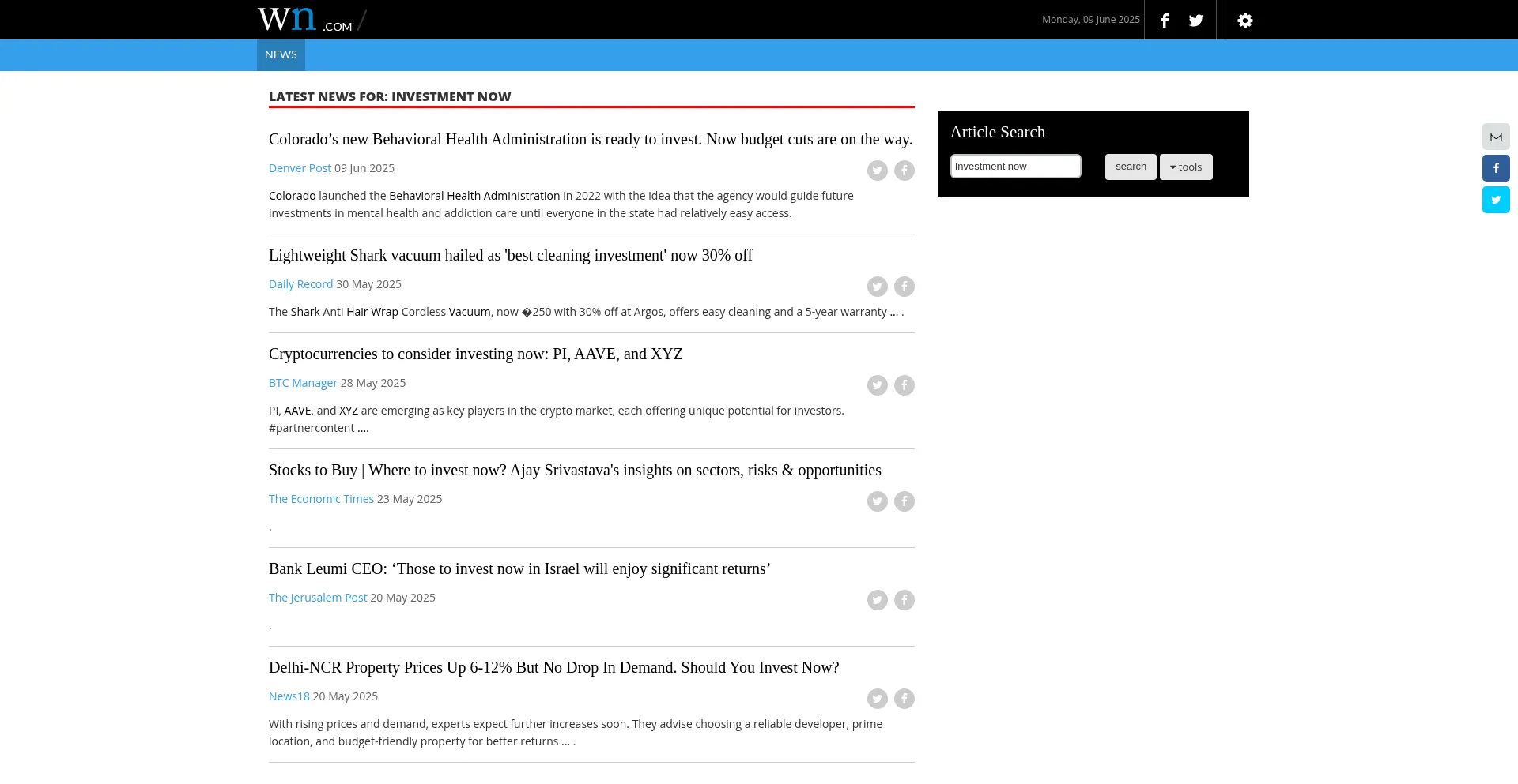 Website screenshot of Investmentnow.com