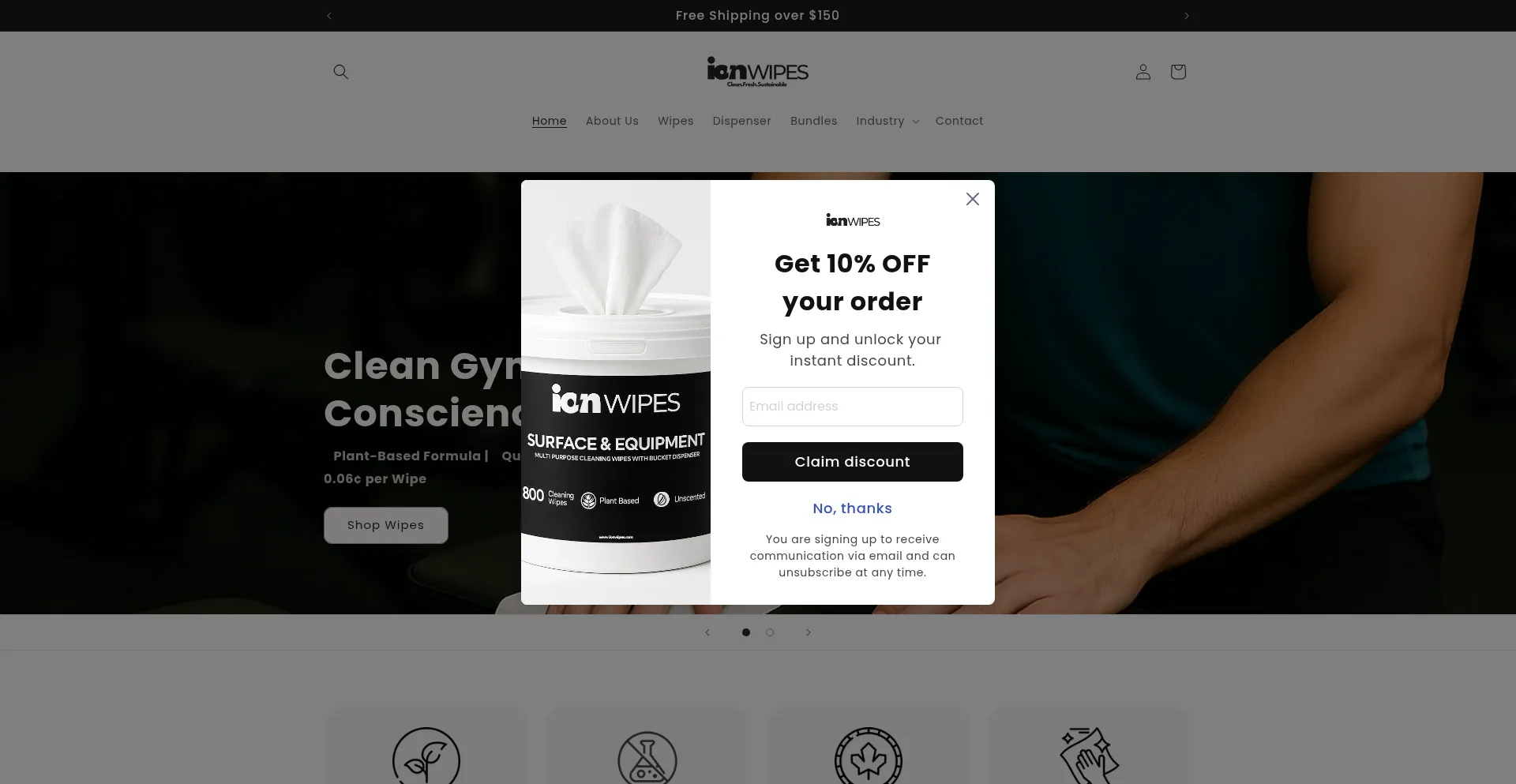 Website screenshot of Ionwipes.com