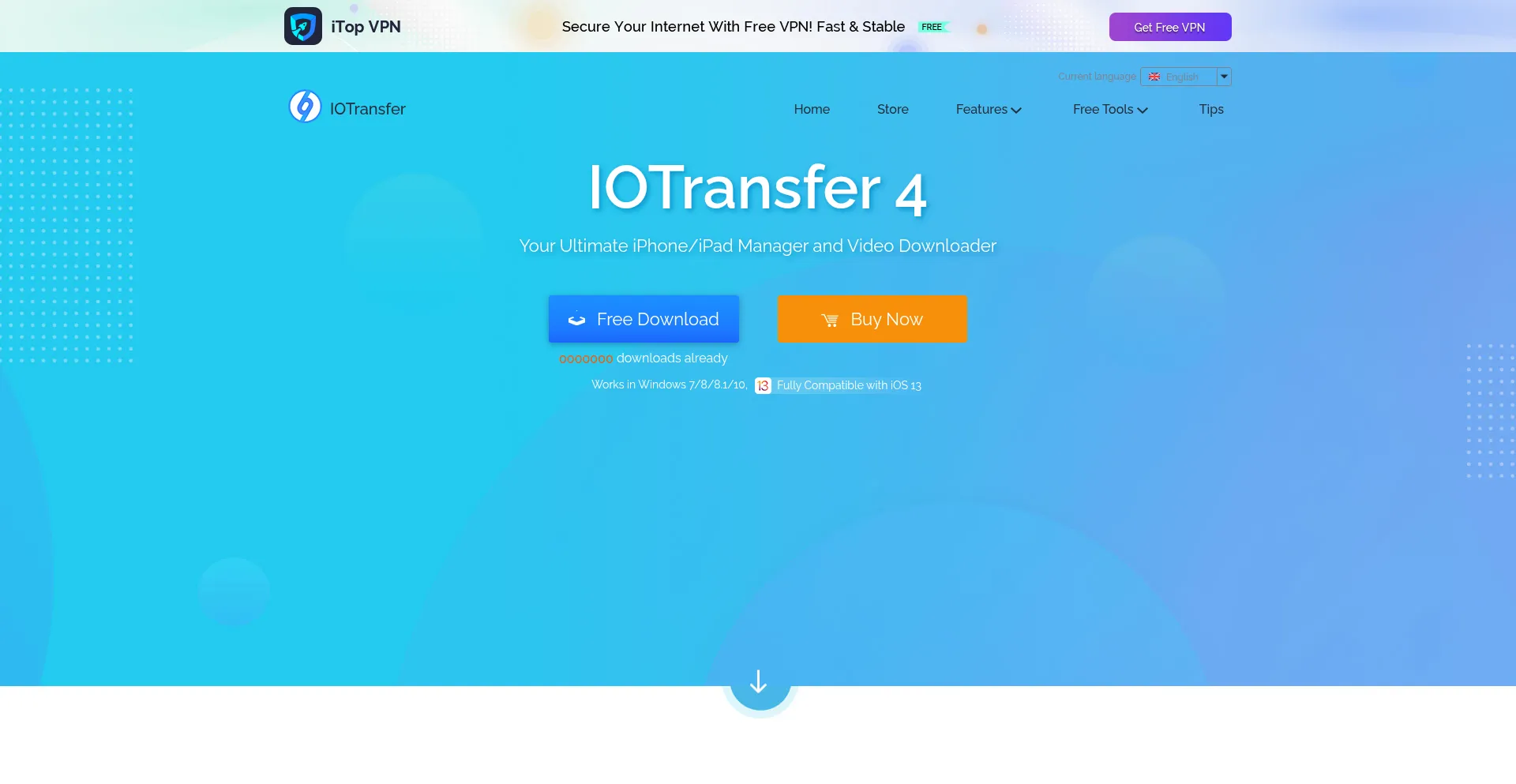 Website screenshot of Iotransfer.net