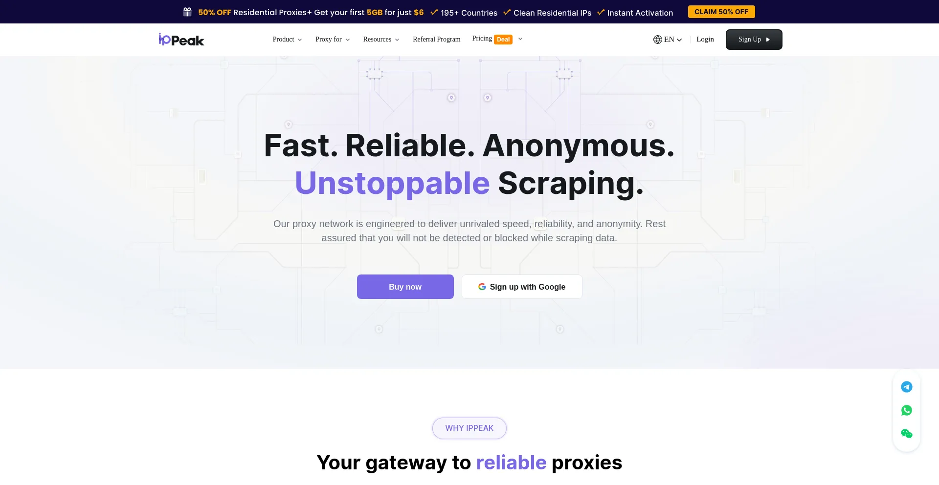Website screenshot of Ippeak.com