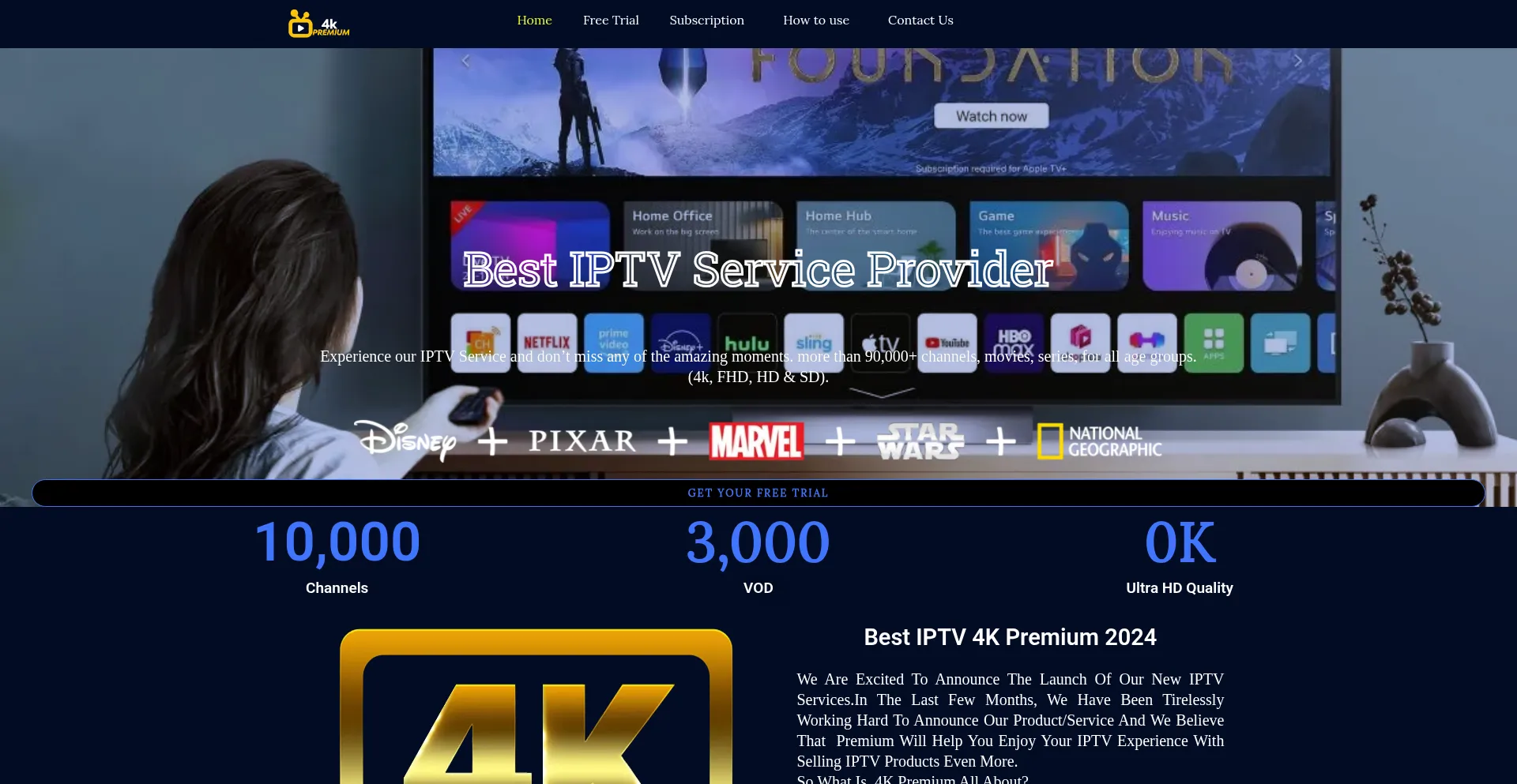 Website screenshot of Iptv4k-premium.com