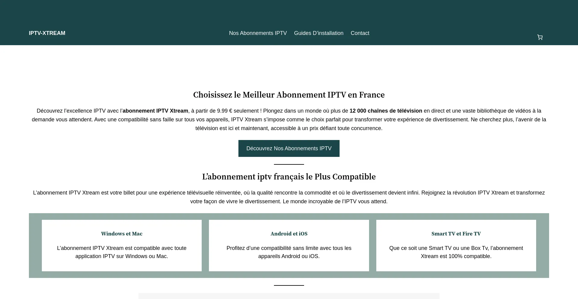 Website screenshot of Iptv-xtream.fr