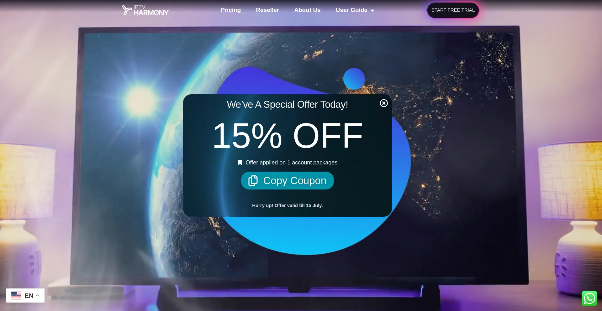 Website screenshot of Iptvharmony.net