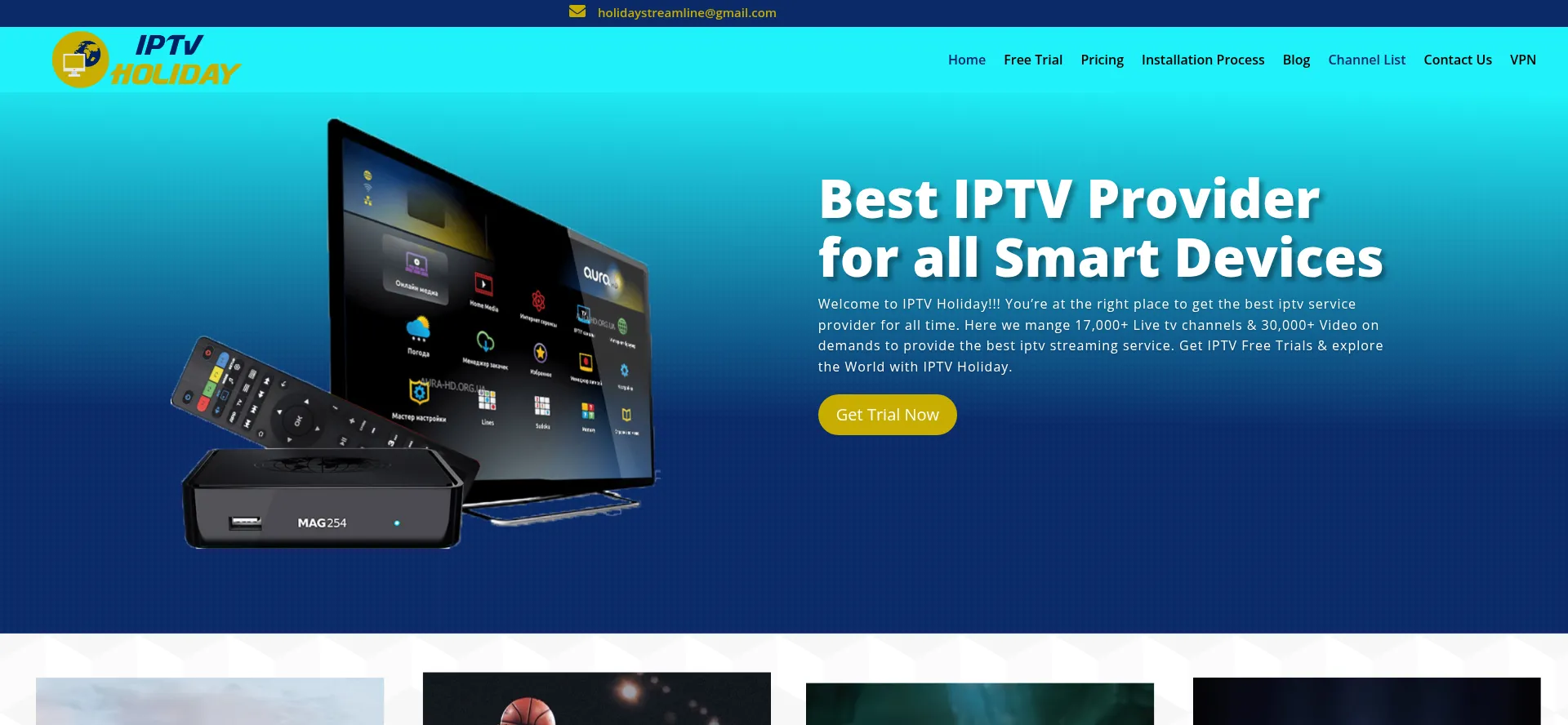 Website screenshot of Iptvholiday.com