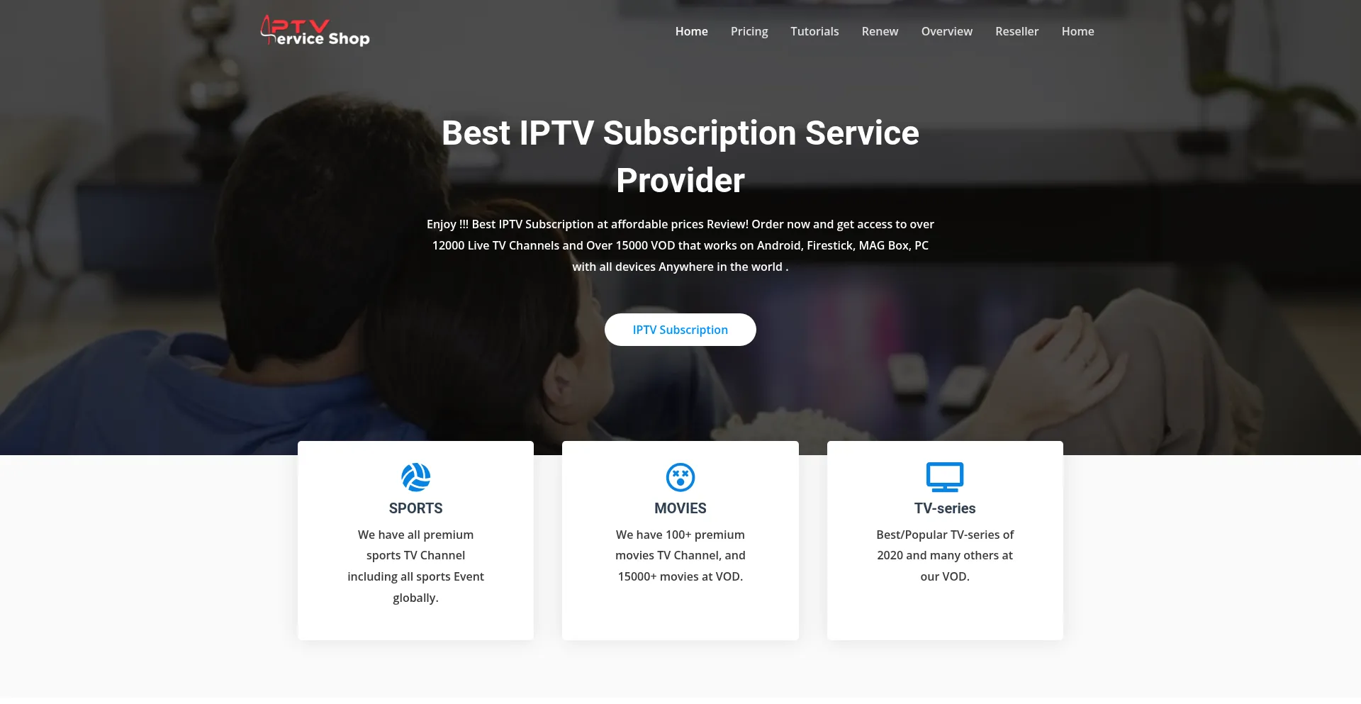 Website screenshot of Iptvservice.shop