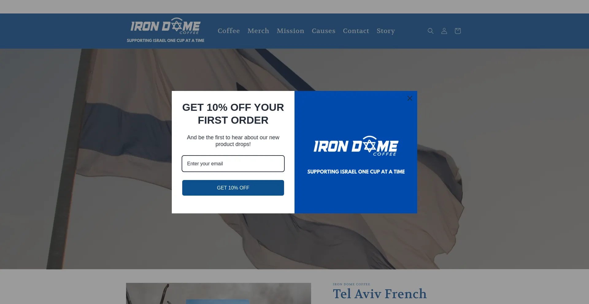 Website screenshot of Irondomecoffee.com