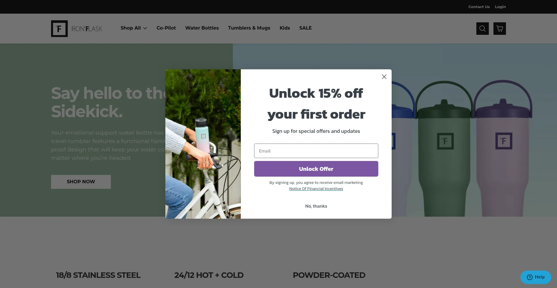Website screenshot of Ironflask.com