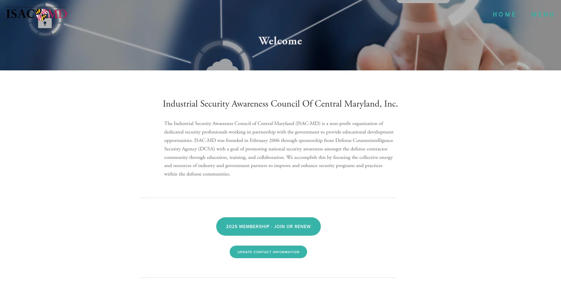 Website screenshot of Isac-md.org