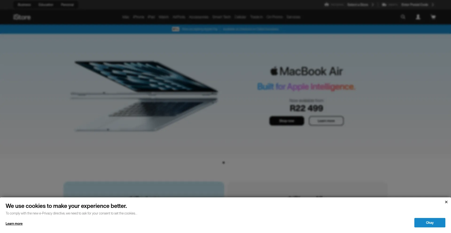 Website screenshot of Istore.co.za
