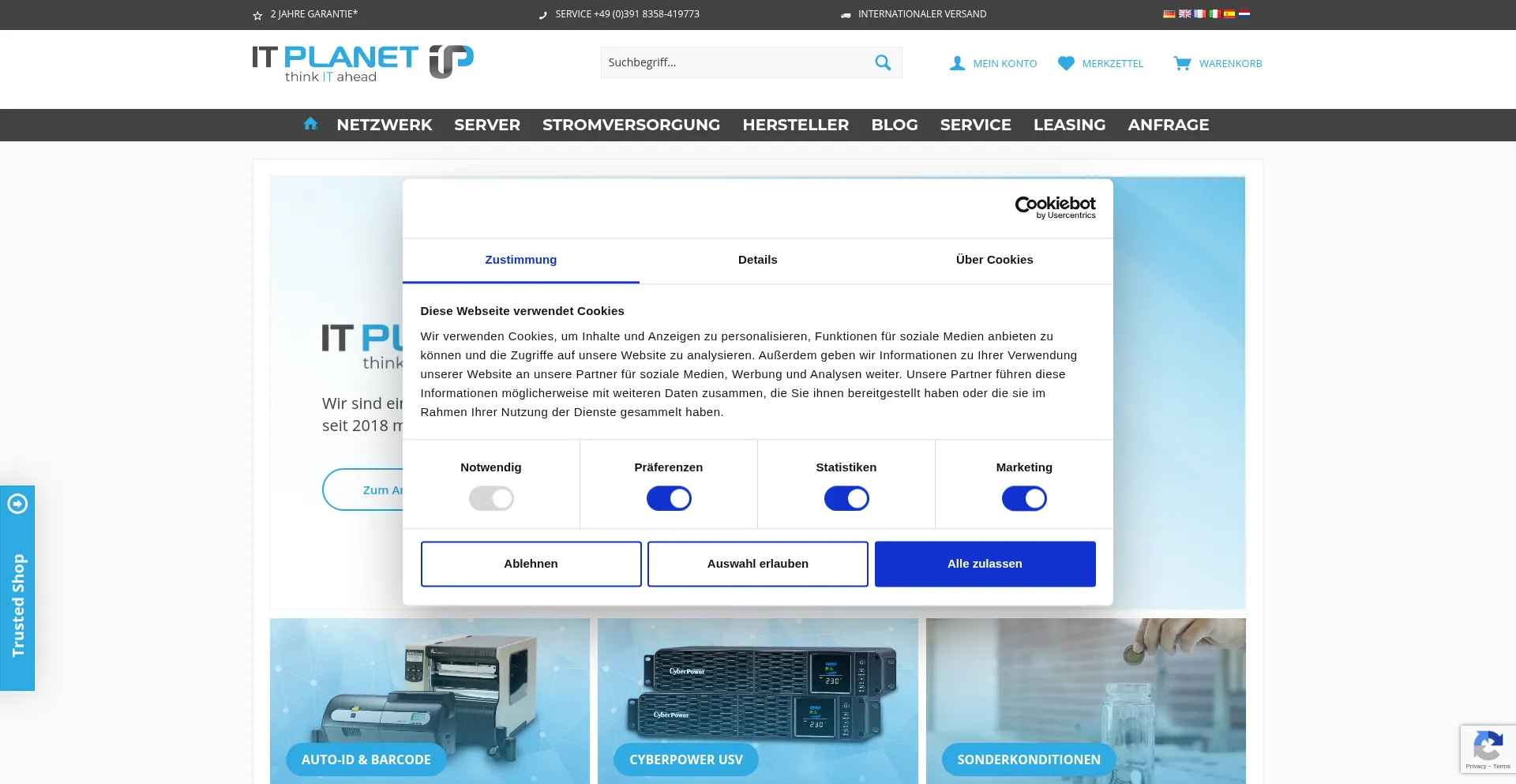 Website screenshot of It-planet.com