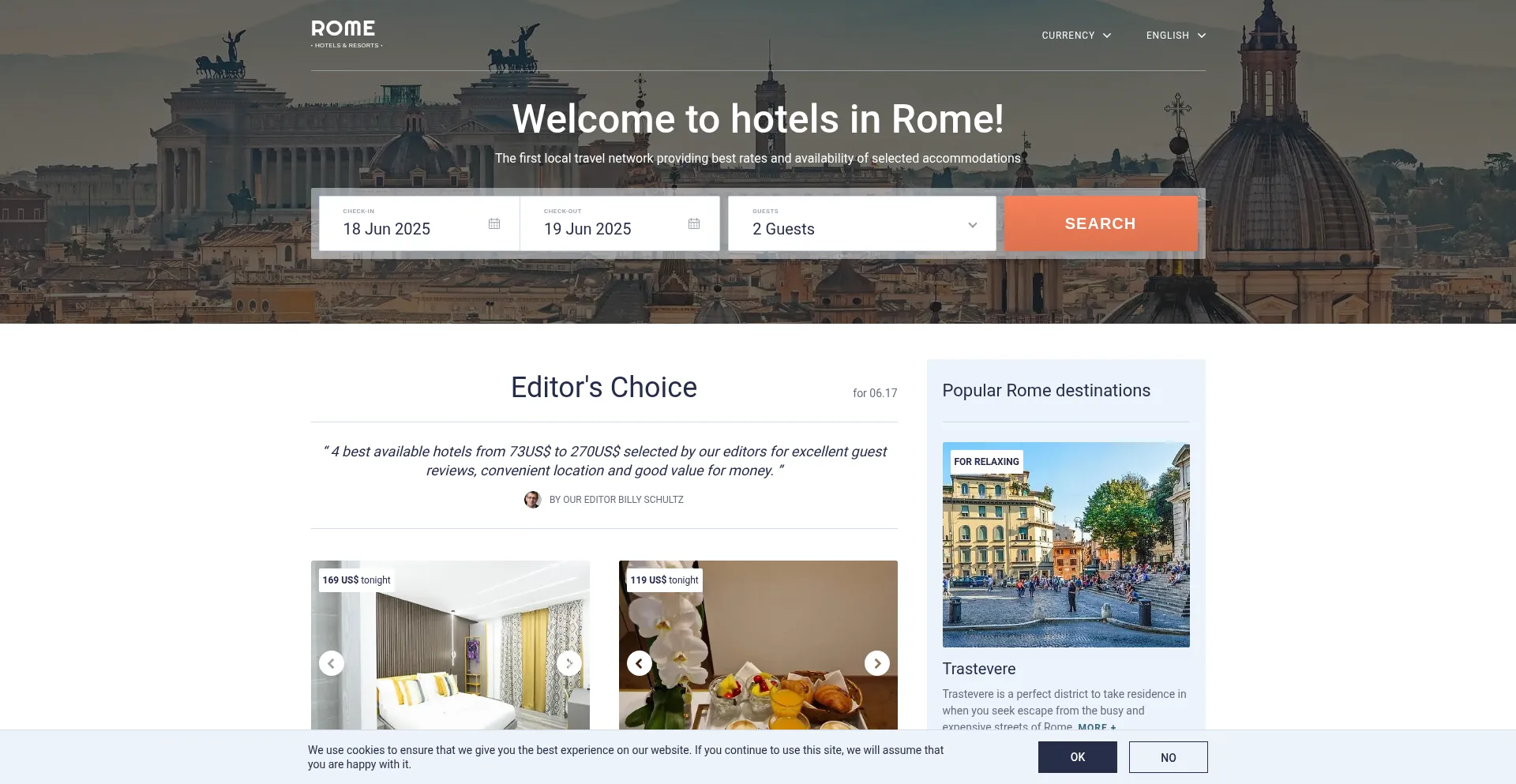Website screenshot of Italyromehotels.net
