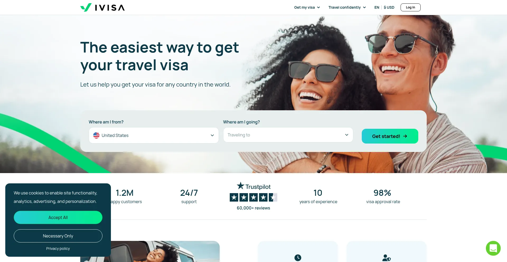Website screenshot of Ivisa.com
