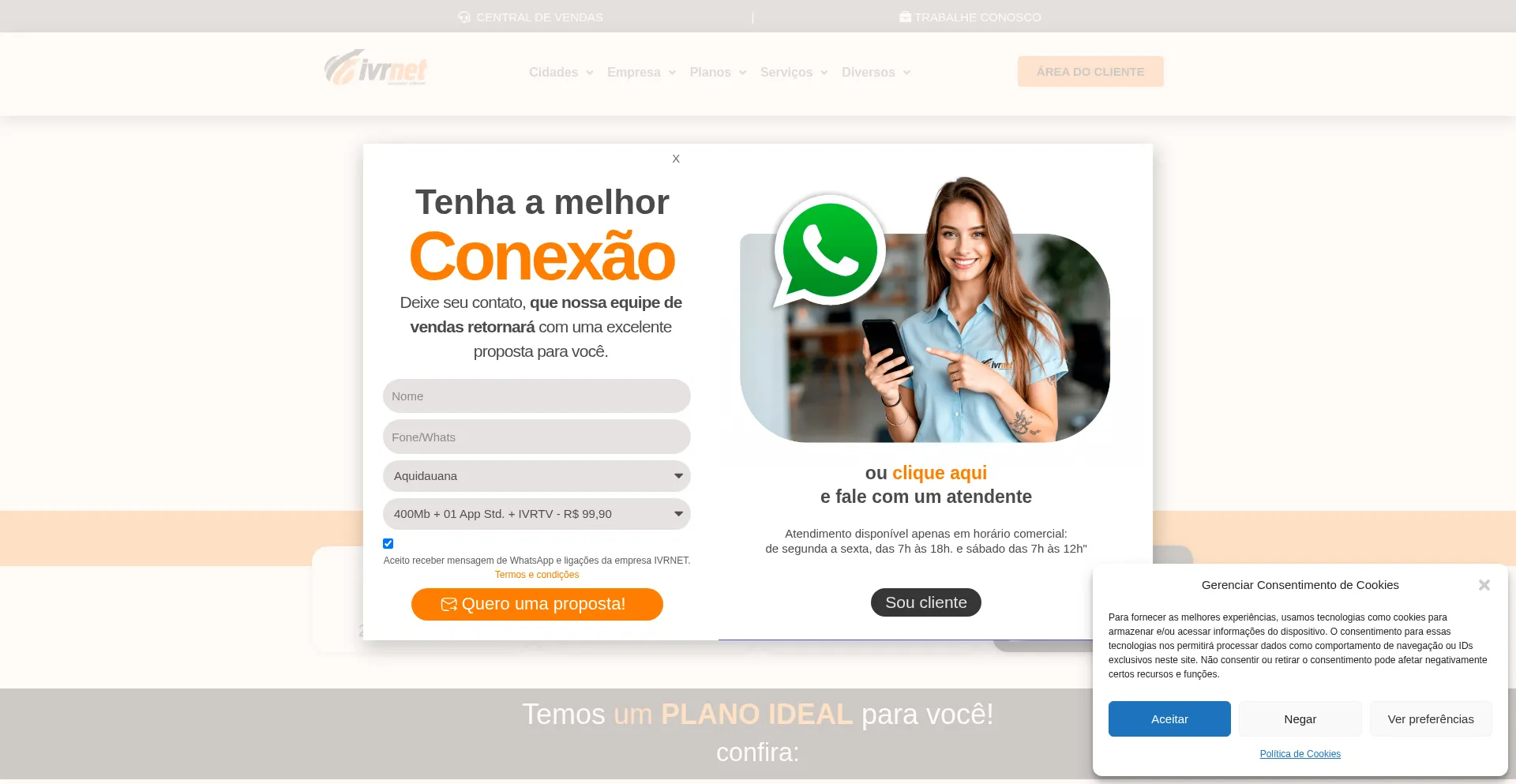 Website screenshot of Ivrnet.com.br