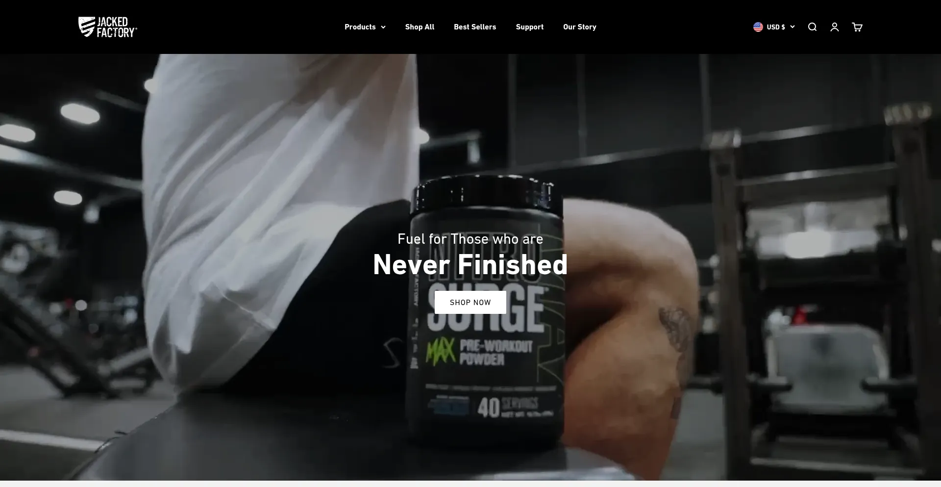 Website screenshot of Jackedfactory.com