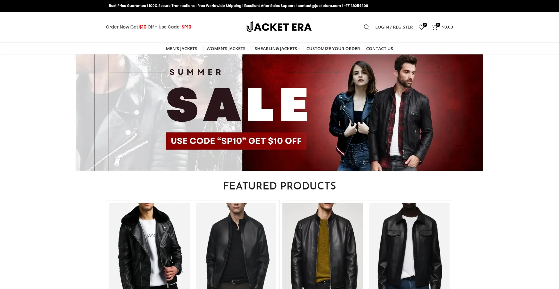 Website screenshot of Jacketera.com