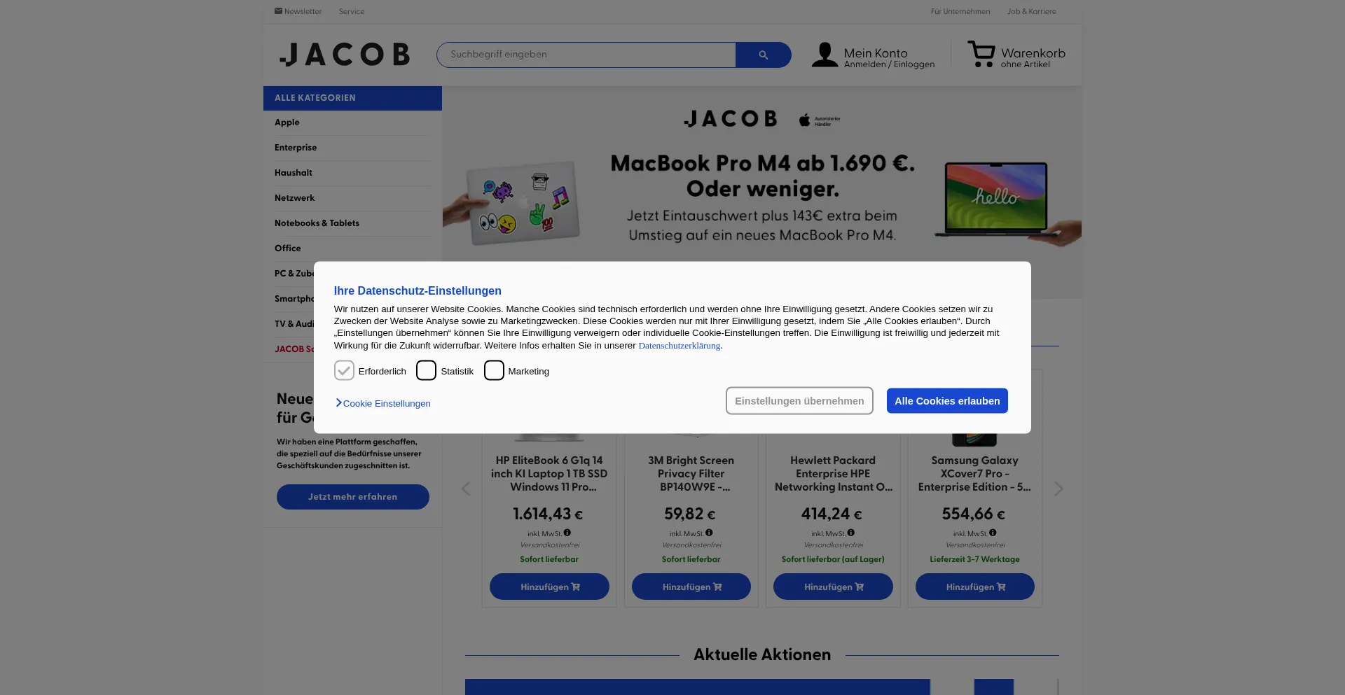 Website screenshot of Jacob.de