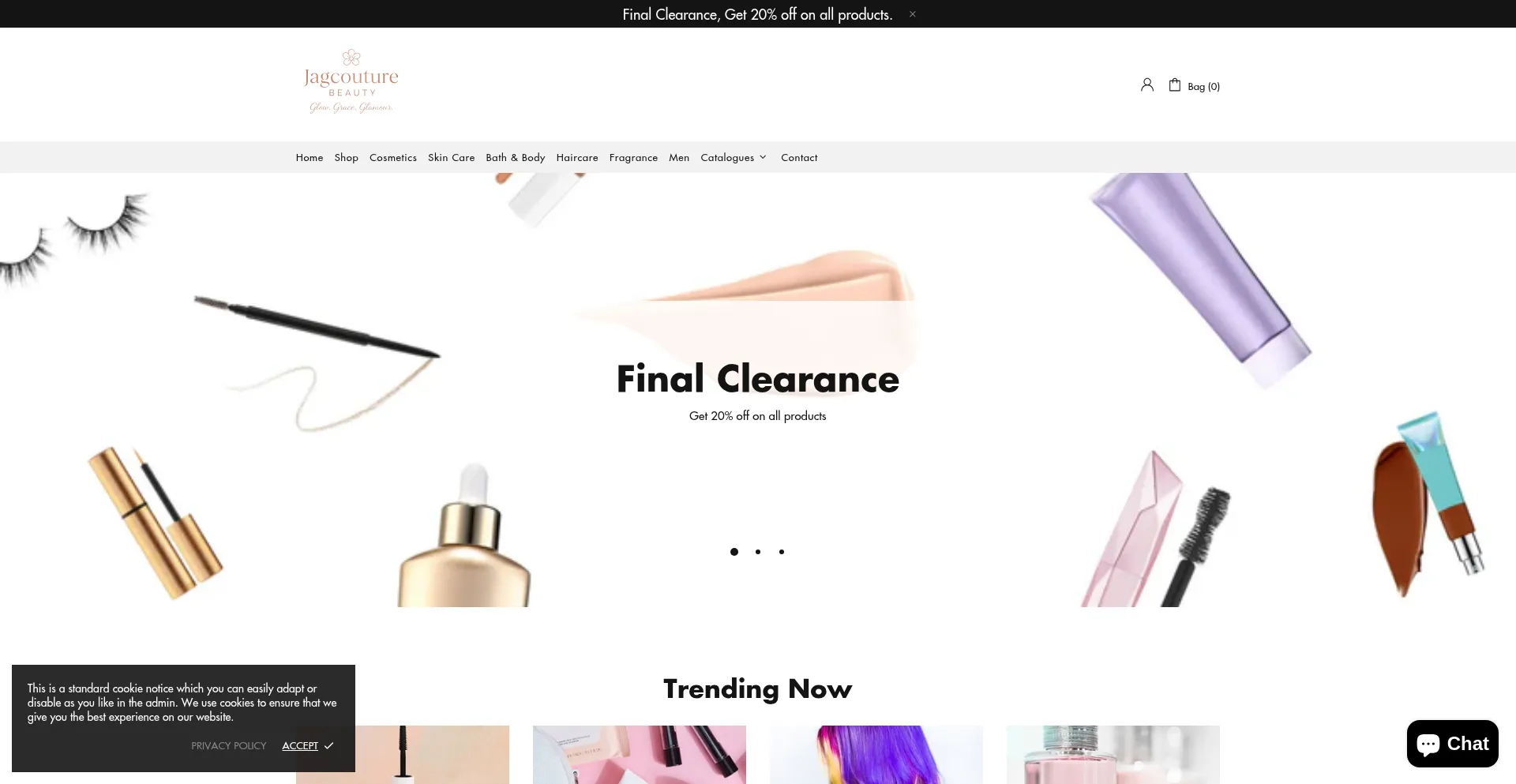 Website screenshot of Jag-couture-beauty.com