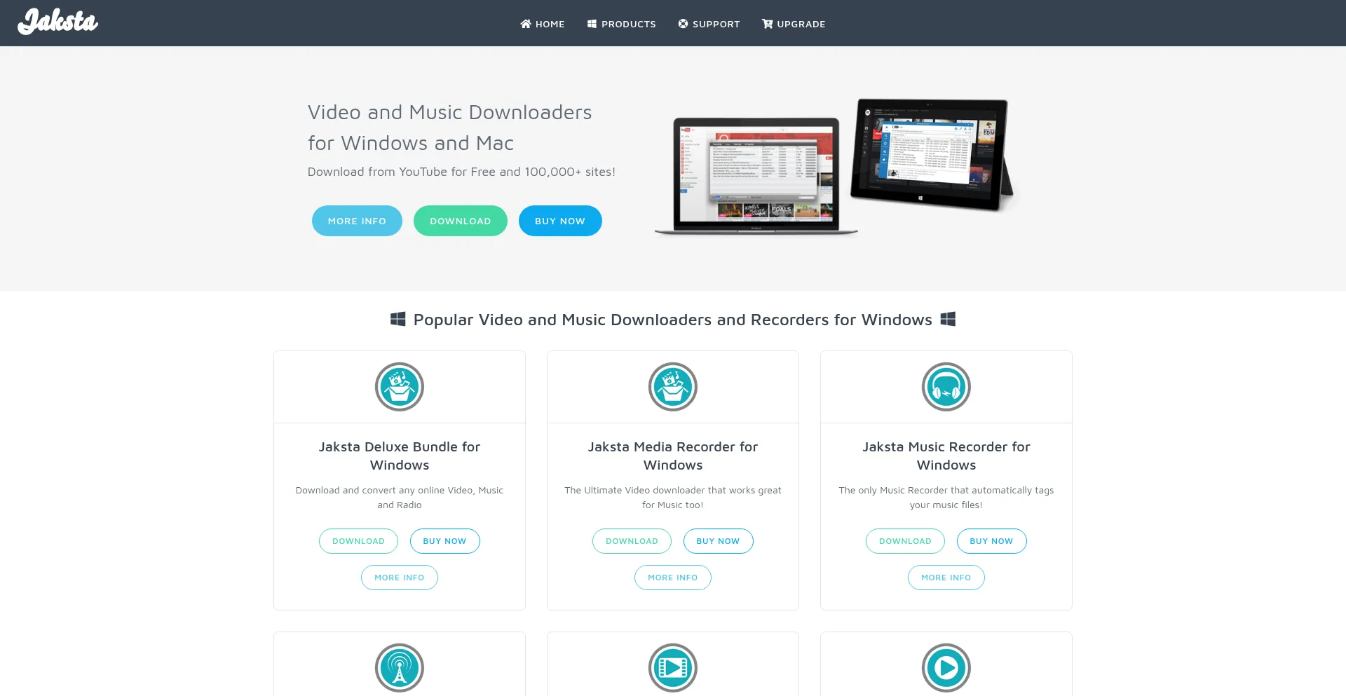 Website screenshot of Jaksta.com