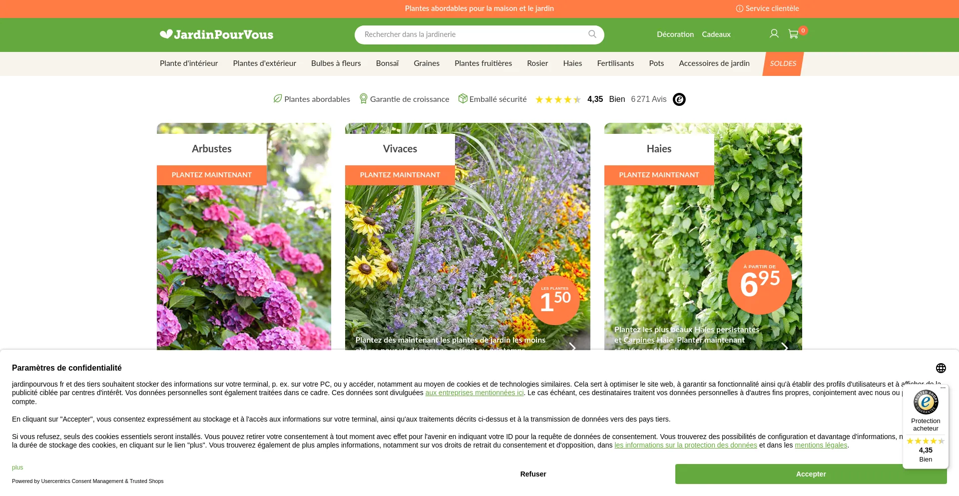 Website screenshot of Jardinpourvous.com