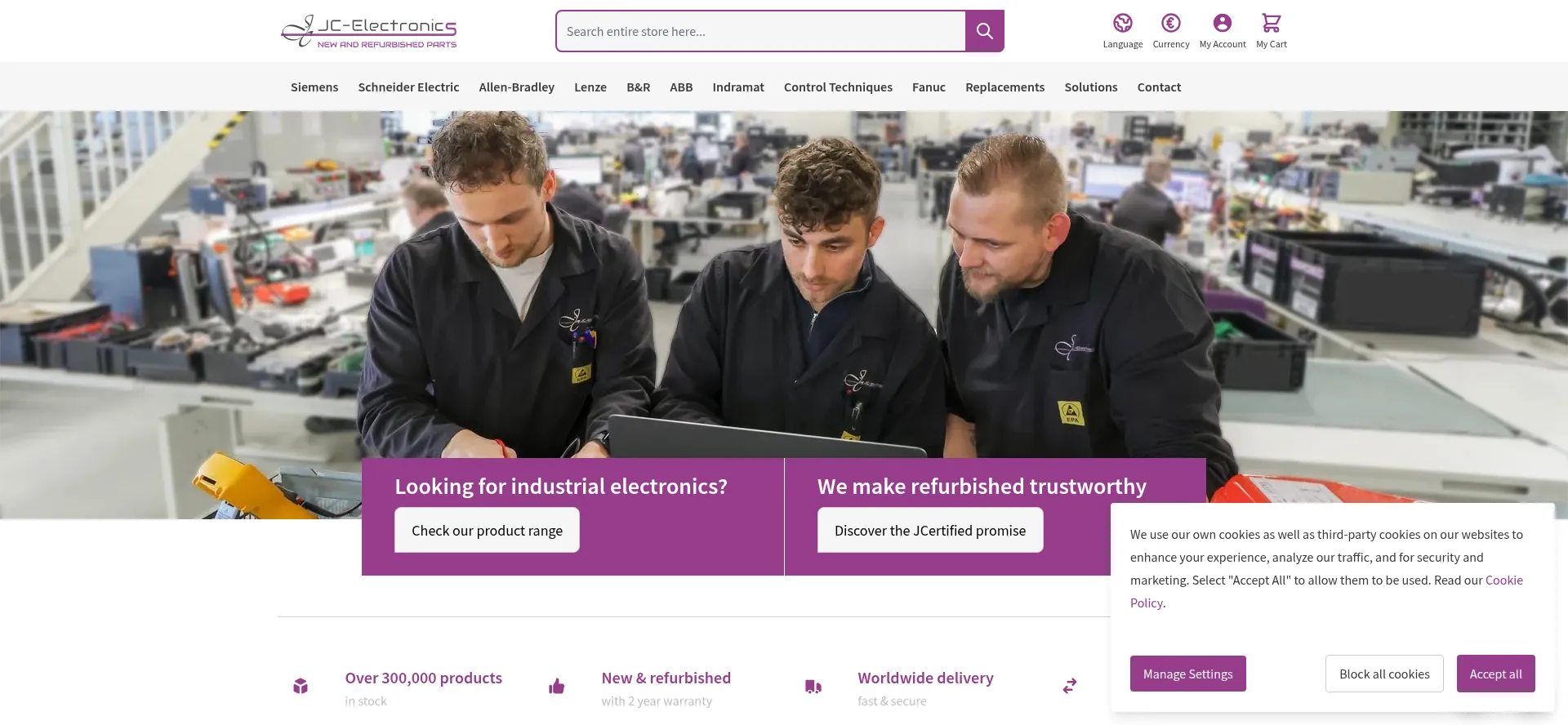 Website screenshot of Jc-electronics.com