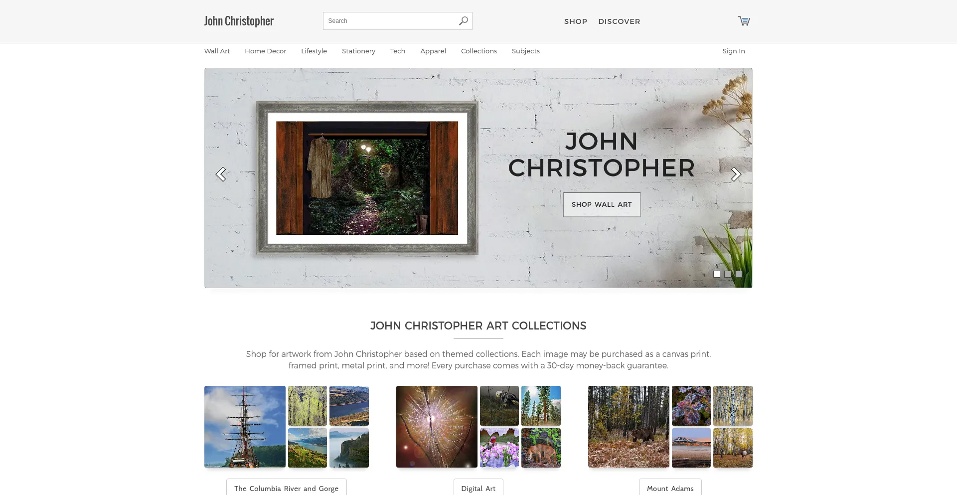 Website screenshot of Jchristophergalleries.com