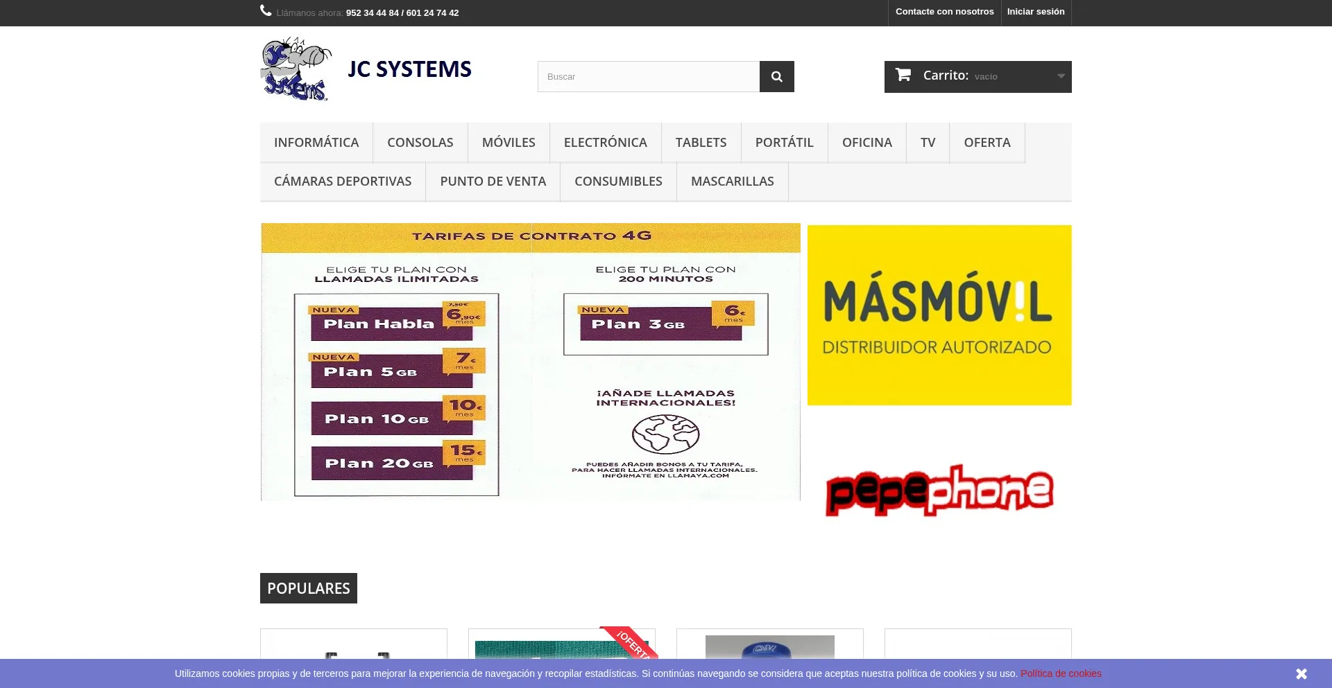 Website screenshot of Jcsystems.es