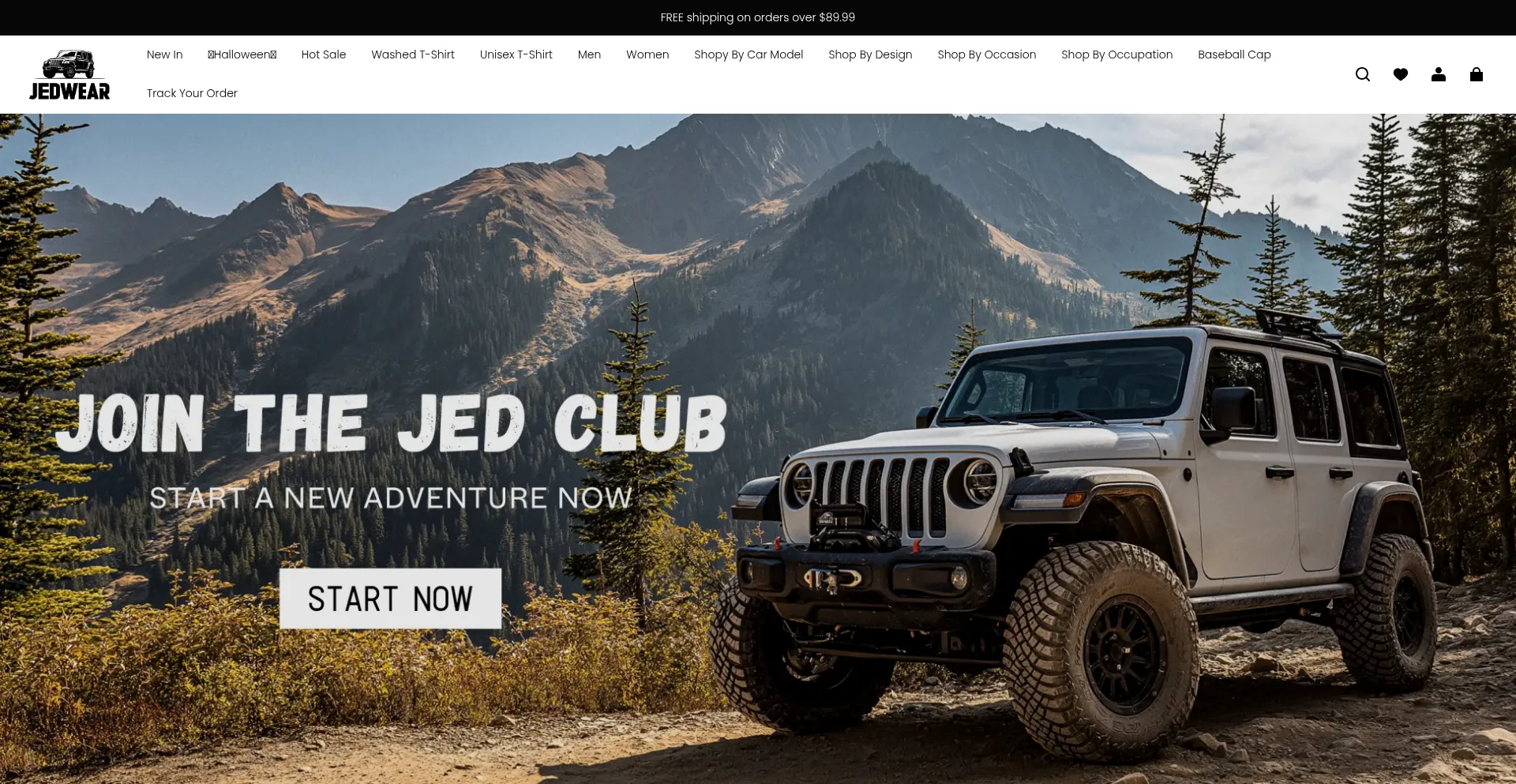 Website screenshot of Jedwear.com