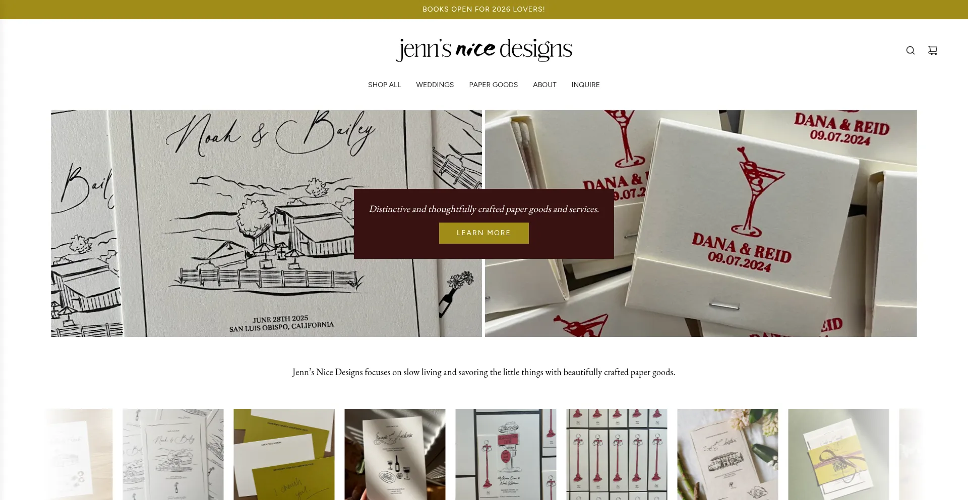 Website screenshot of Jennsnicedesigns.com