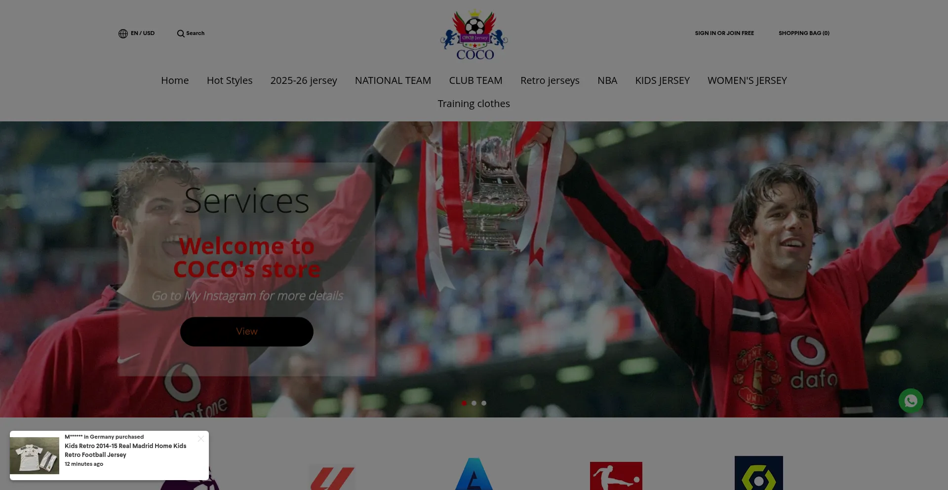 Website screenshot of Jersey6799.com