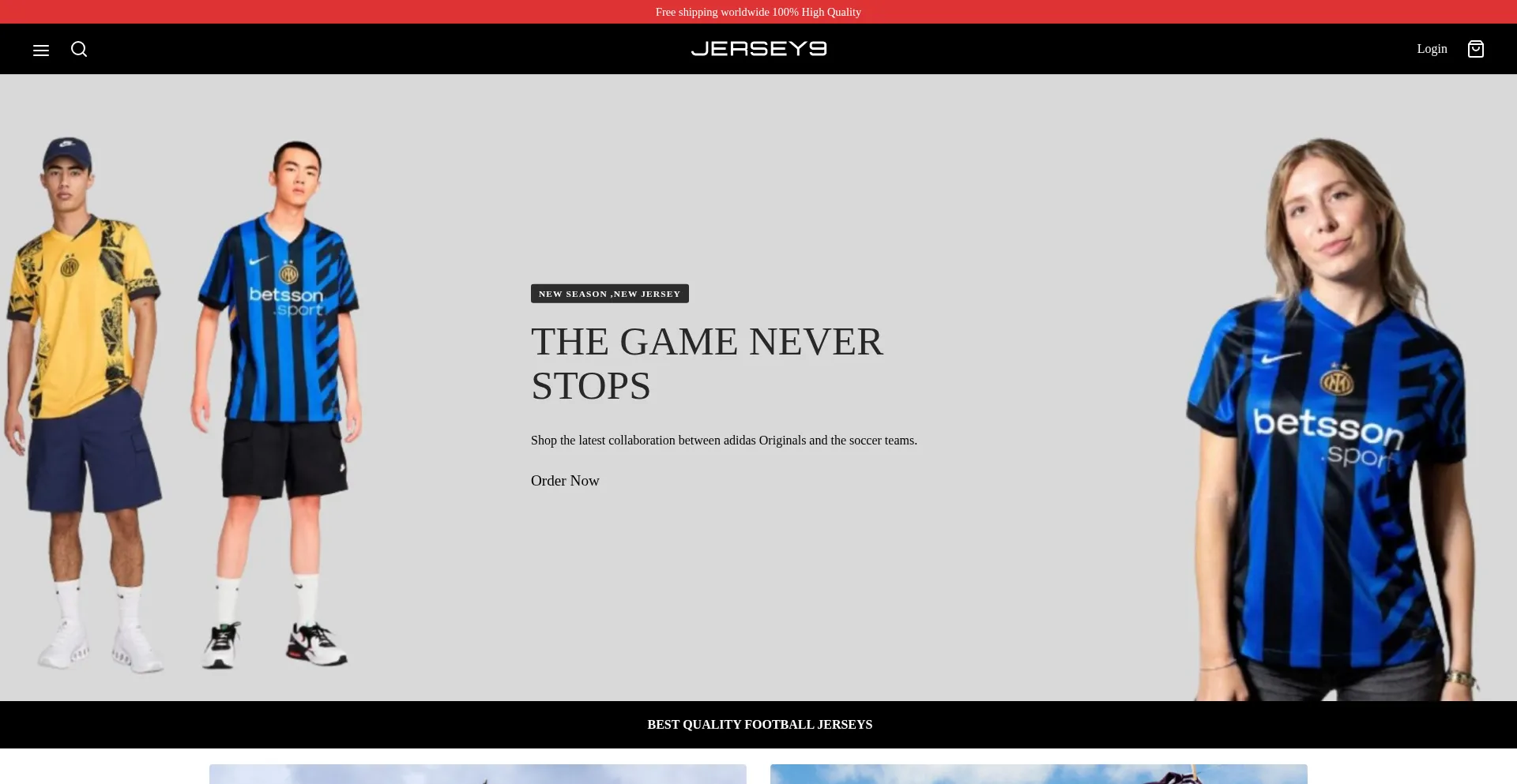 Website screenshot of Jerseynine.com