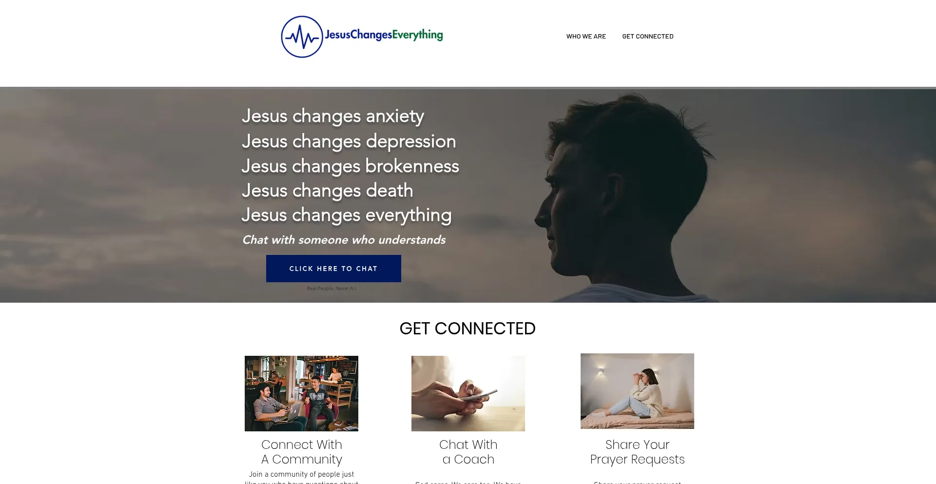 Website screenshot of Jesuschangeseverything.life