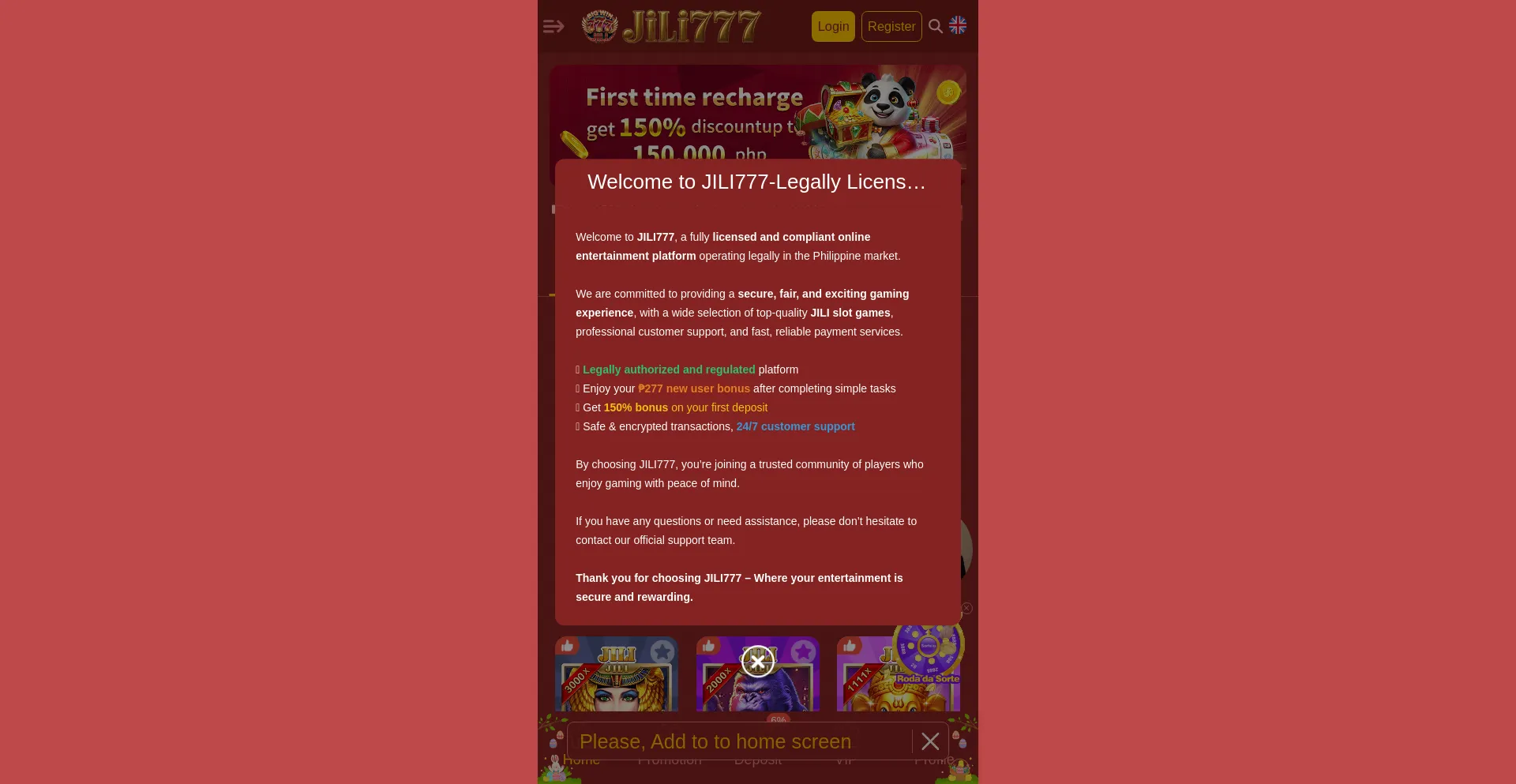 Website screenshot of Jili777slots.shop