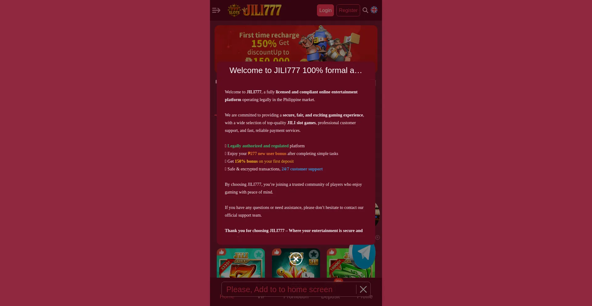 Website screenshot of Jili777slotsapp.com